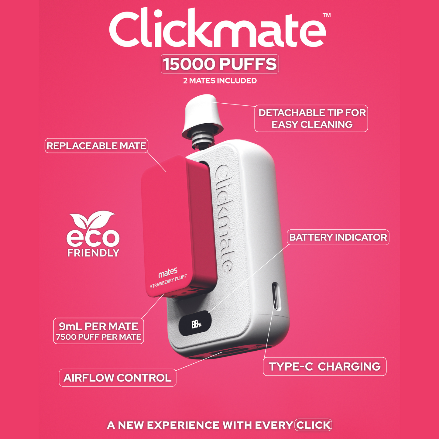 7 Daze Clickmate 15000 Puffs Disposable Vape Device Starter Kit