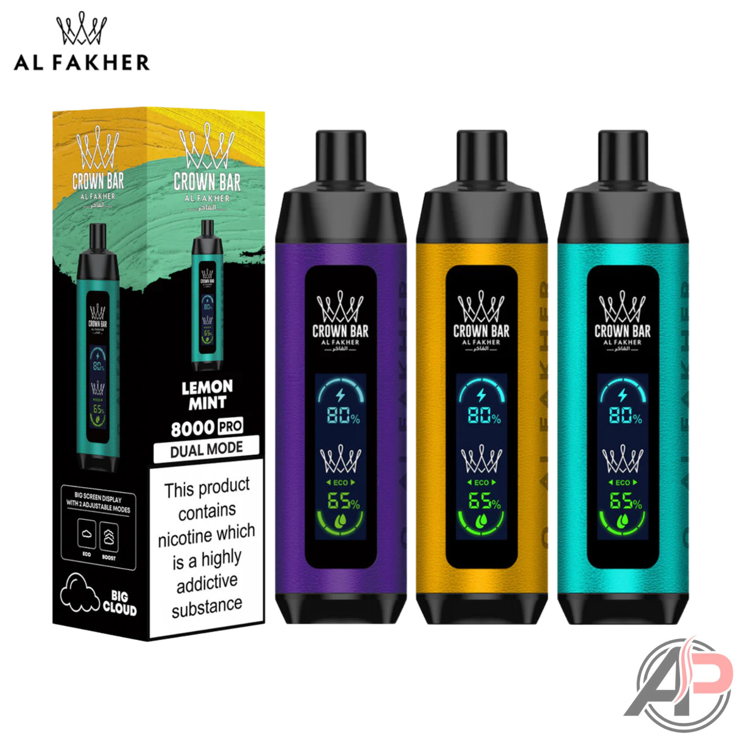 Al Fakher Crown Bar 8000 Puffs Pro DTL Disposable Vape Device Apvs Al Fakher Crown Bar 8000 Puffs Pro DTL Disposable Vape Device Apvs