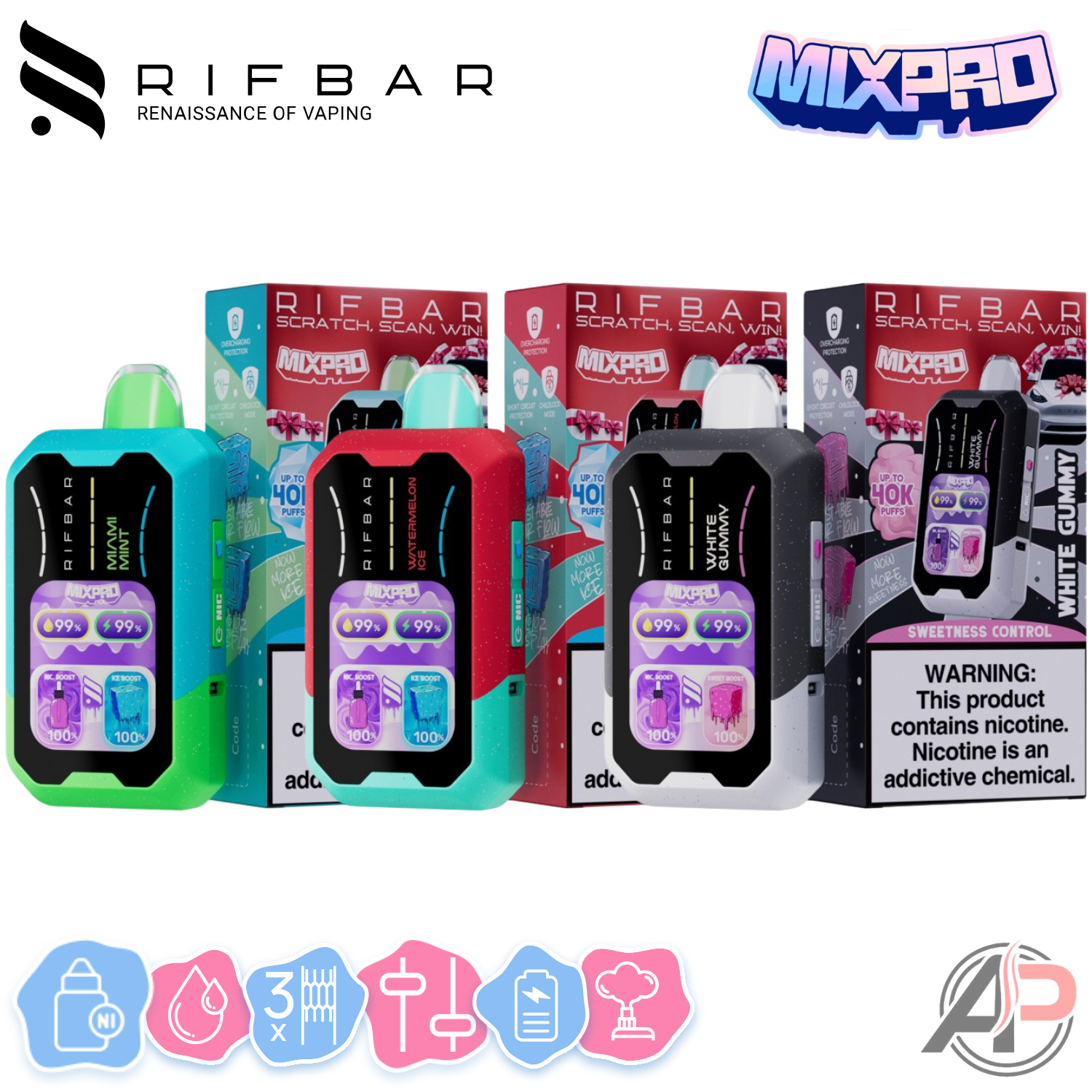 RifBar MixPro 40K Puffs Disposable Vape Device Apvs RifBar MixPro 40K Puffs Disposable Vape Device Apvs