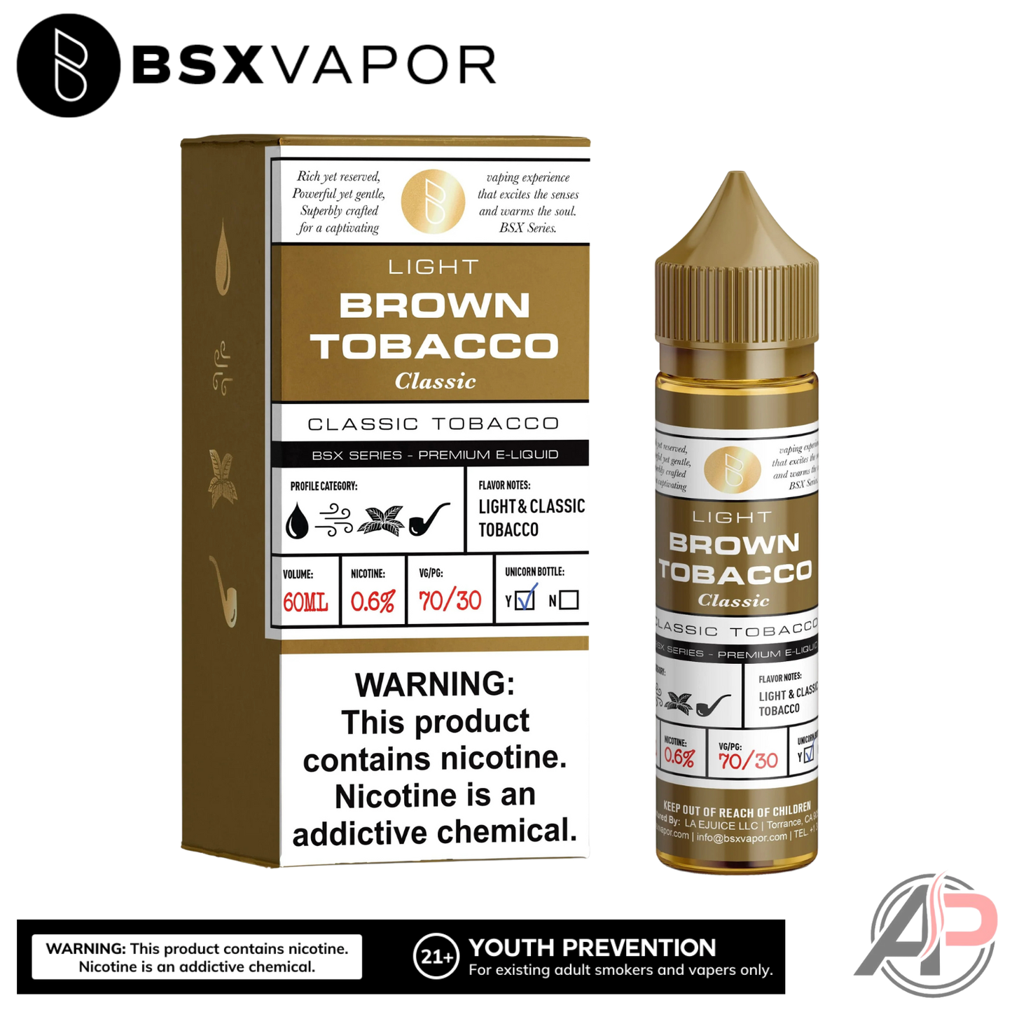 BSX Series Brown Tobacco E-Liquid 60mL