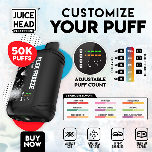 Juice Head Flex Freeze 50,000 Puffs Disposable Vape Device