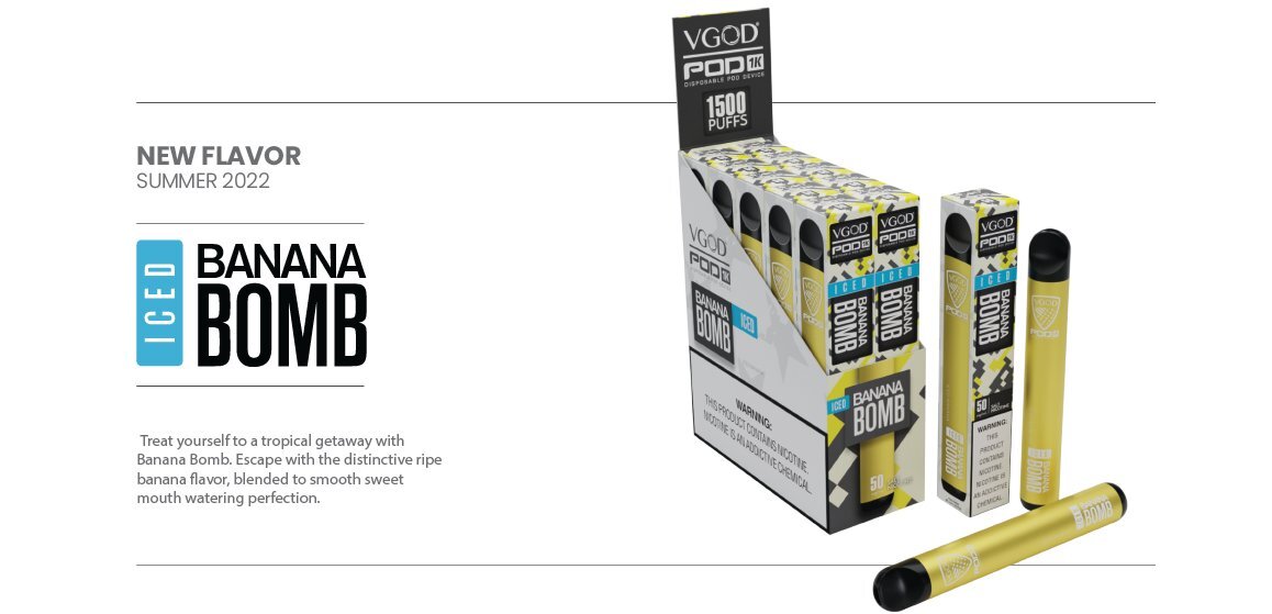 VGOD POD 1K PUFFS DISPOSABLE VAPE DEVICE Iced Banana Bomb