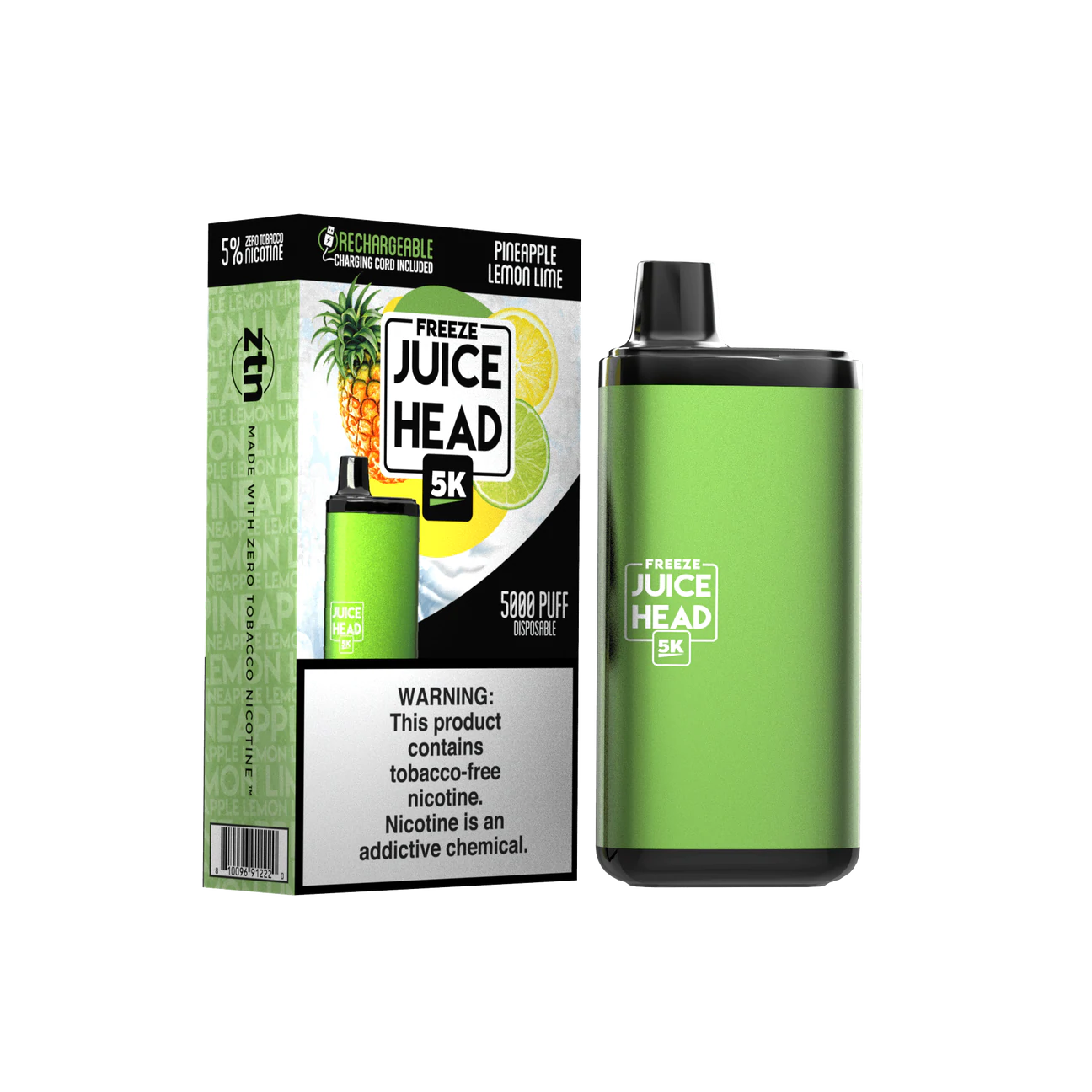 Juice Head 5000 Puffs Disposable Vape Device Pineapple Lemon Lime FREEZE