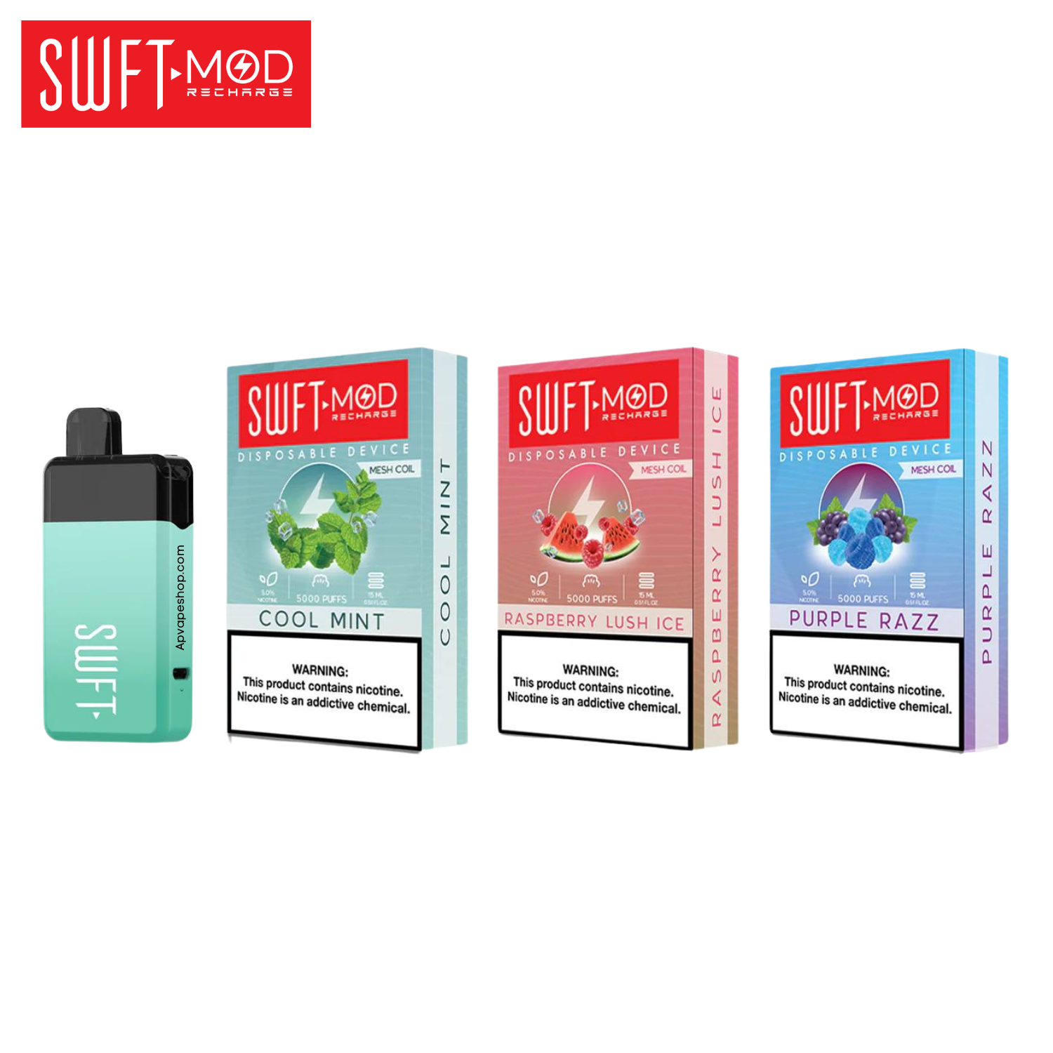 Swft Mod 5000 Puffs Disposable Vape All Flavors Apvs Swft Mod 5000 Puffs Disposable Vape All Flavors Apvs