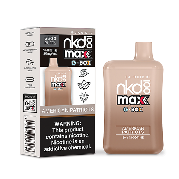 Naked 100 Max G-Box 5500 Puffs Disposable Vape American Patriot