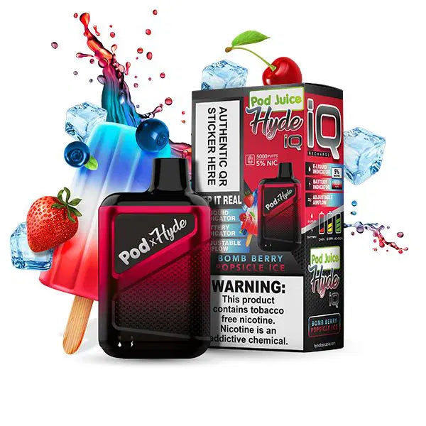 Pod Juice Hyde IQ 5000 Puffs Disposable Vape Device Bomb Berry Popsicle Ice