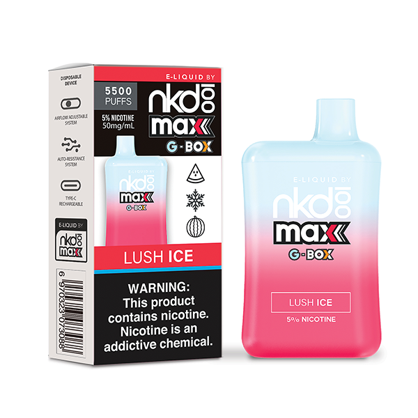 Naked 100 Max G-Box 5500 Puffs Disposable Vape Lush ice