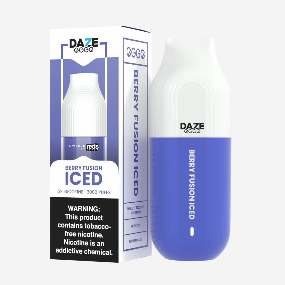 7 Daze Egge 3000 Puffs Disposable Vape Device Berry Fusion Iced