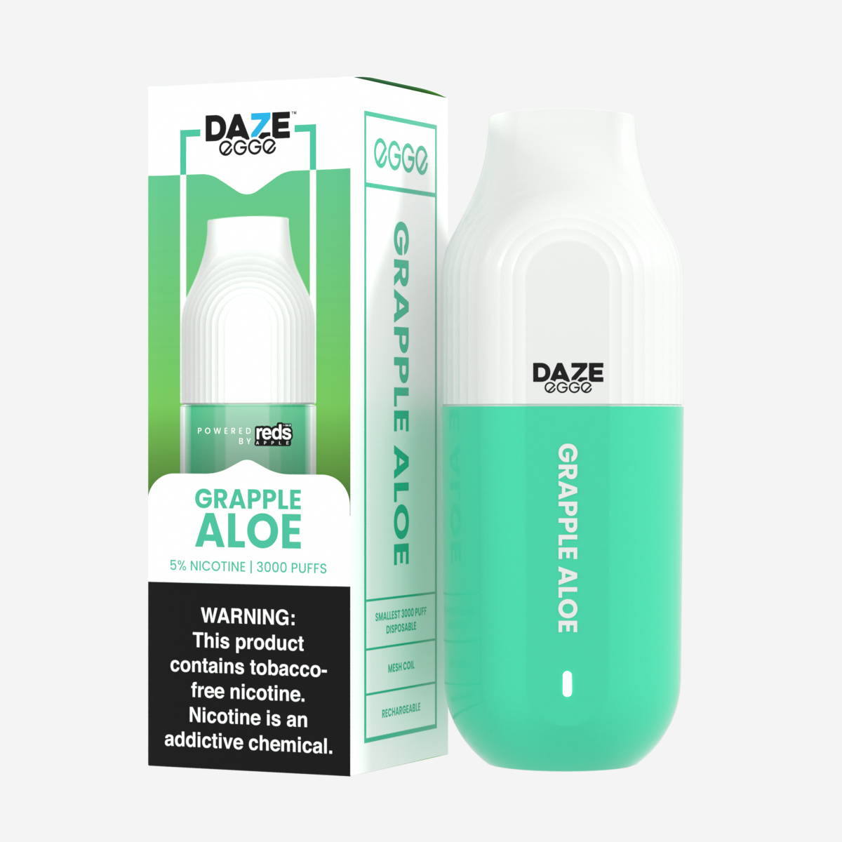 7 Daze Egge 3000 Puffs Disposable Vape Device Grapple Aloe