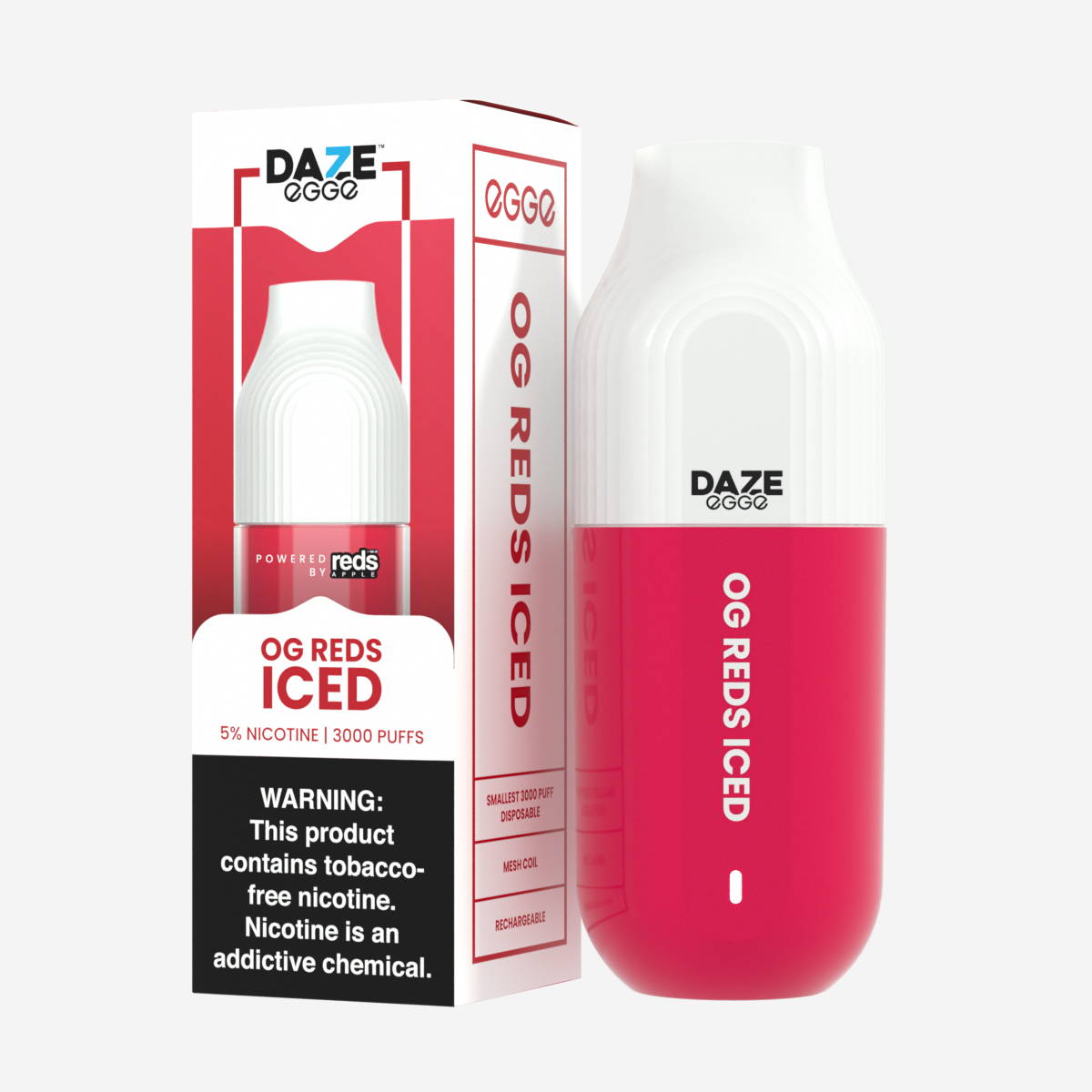 7 Daze Egge 3000 Puffs Disposable Vape Device OG Reds Iced