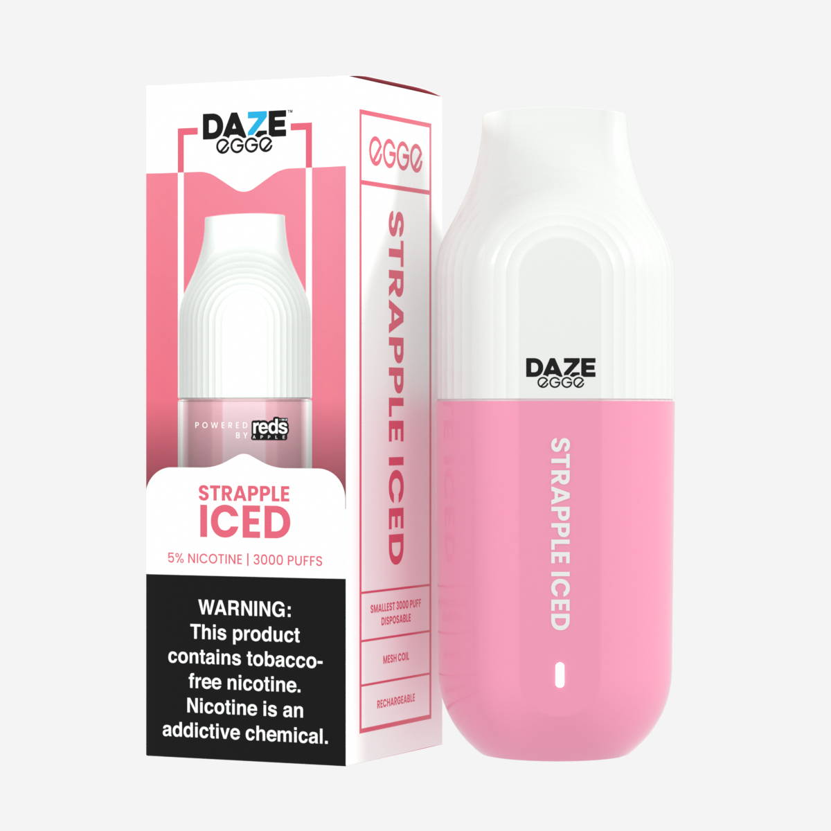 7 Daze Egge 3000 Puffs Disposable Vape Device Strapple Iced