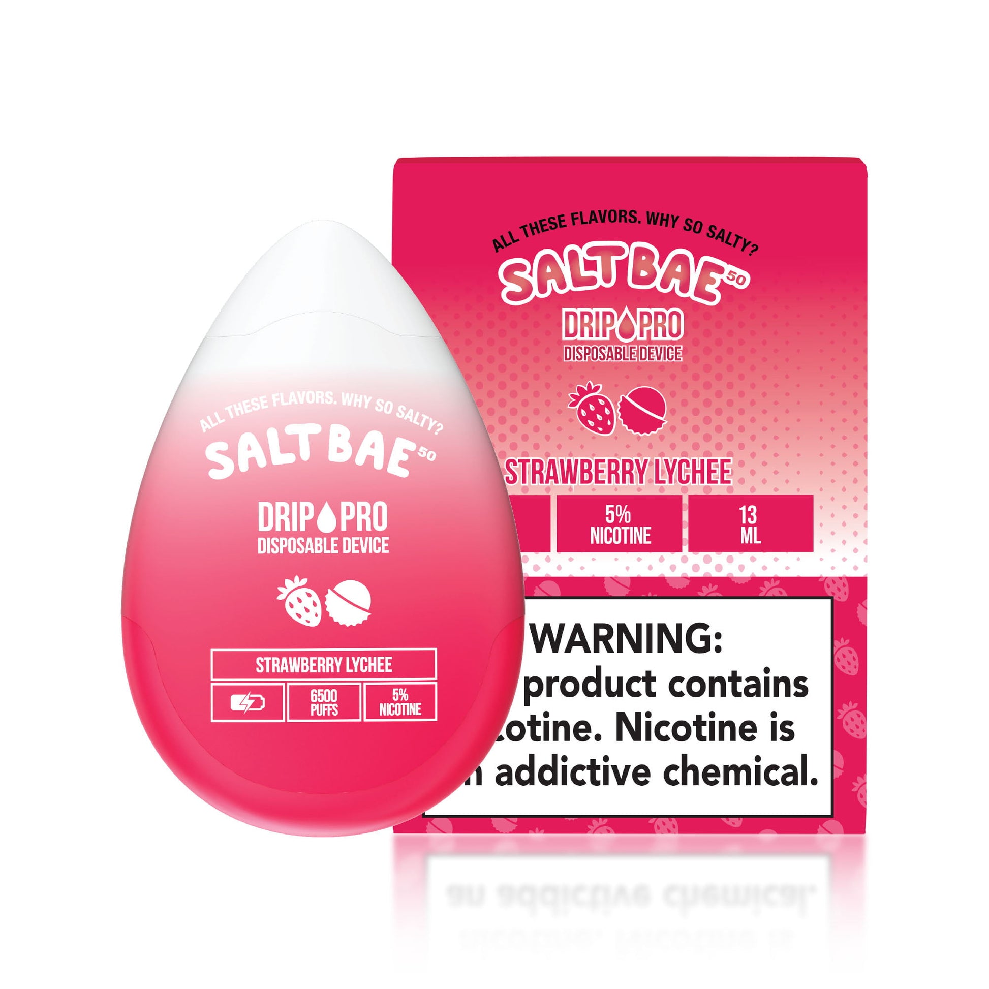 Salt Bae Drip Pro 6500 Puffs Disposable Vape Strawberry Lychee