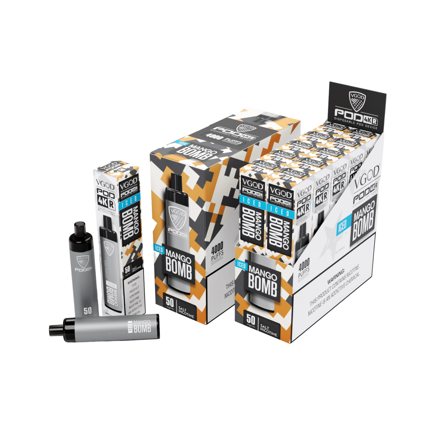 Vgod Pod 4KR Disposable Vape Device Iced mango Bomb