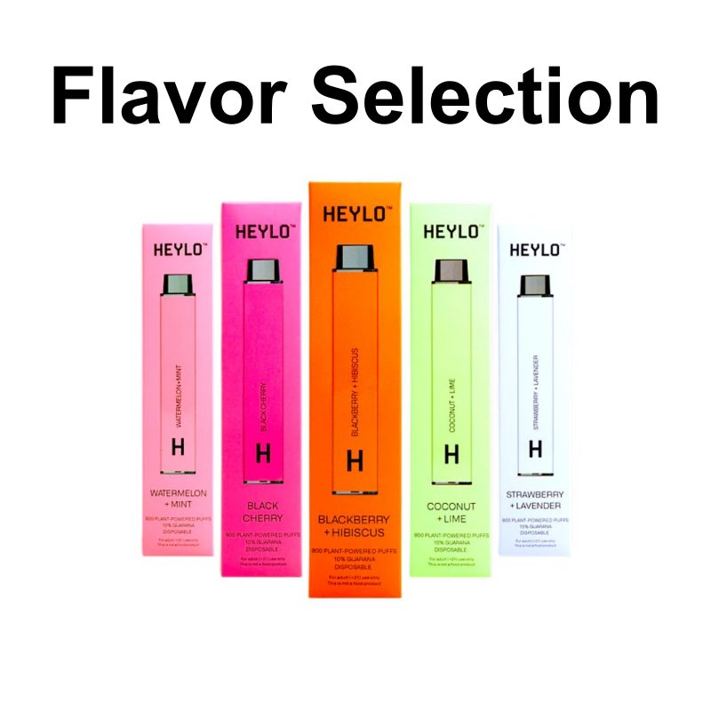 Heylo 800 Puff Zero Nicotine Disposable Vape Flavor Selection