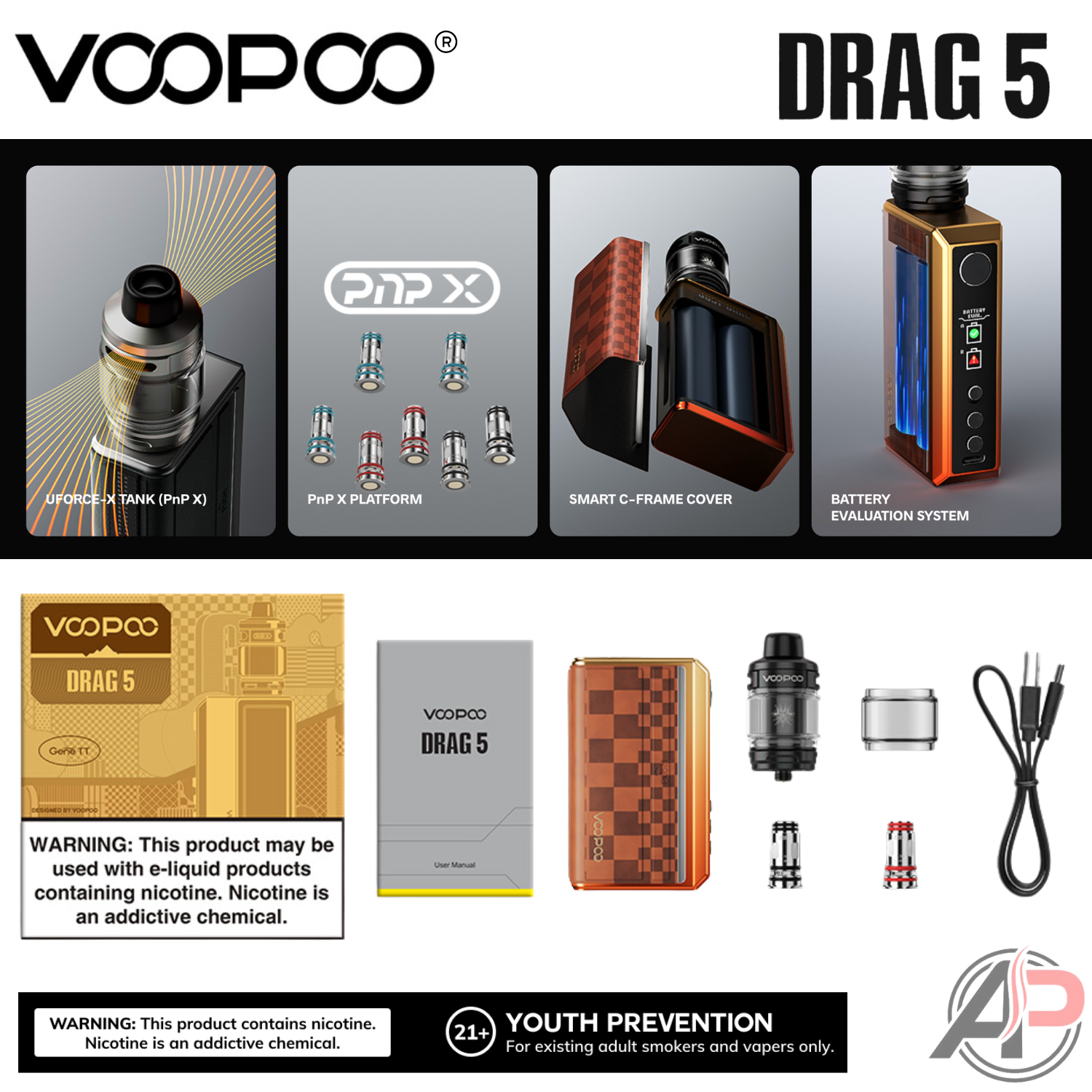 elfbar nachfüll pod läuft aus Voopoo Drag 5 177w Box Mod Starter Kit Device – Apvs