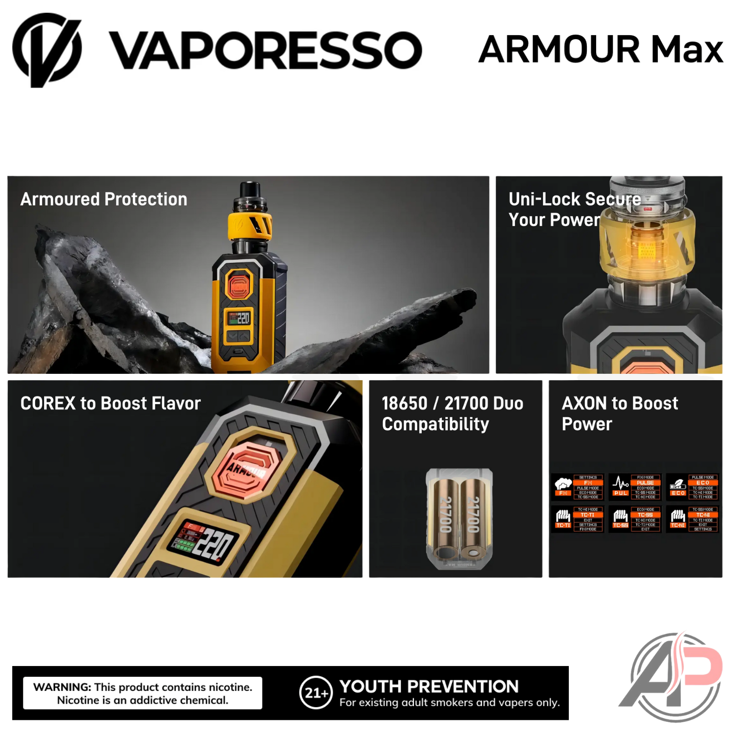 Vaporesso Armour Max 220w Mod Starter Kit Apvs Vaporesso Armour Max 220w Mod Starter Kit Apvs