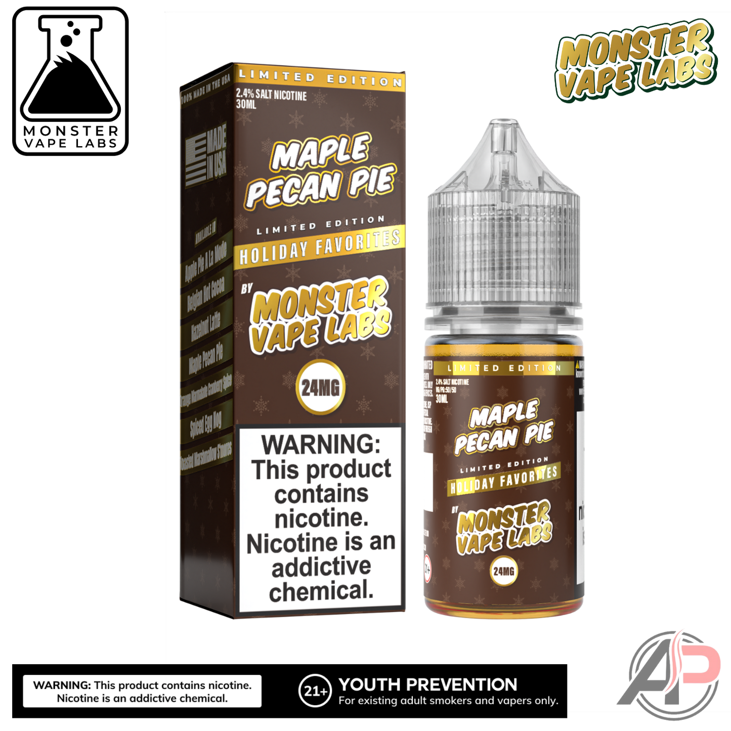 Maple Pecan Pie E-Liquid By Holiday Monster Vape Labs 100mL