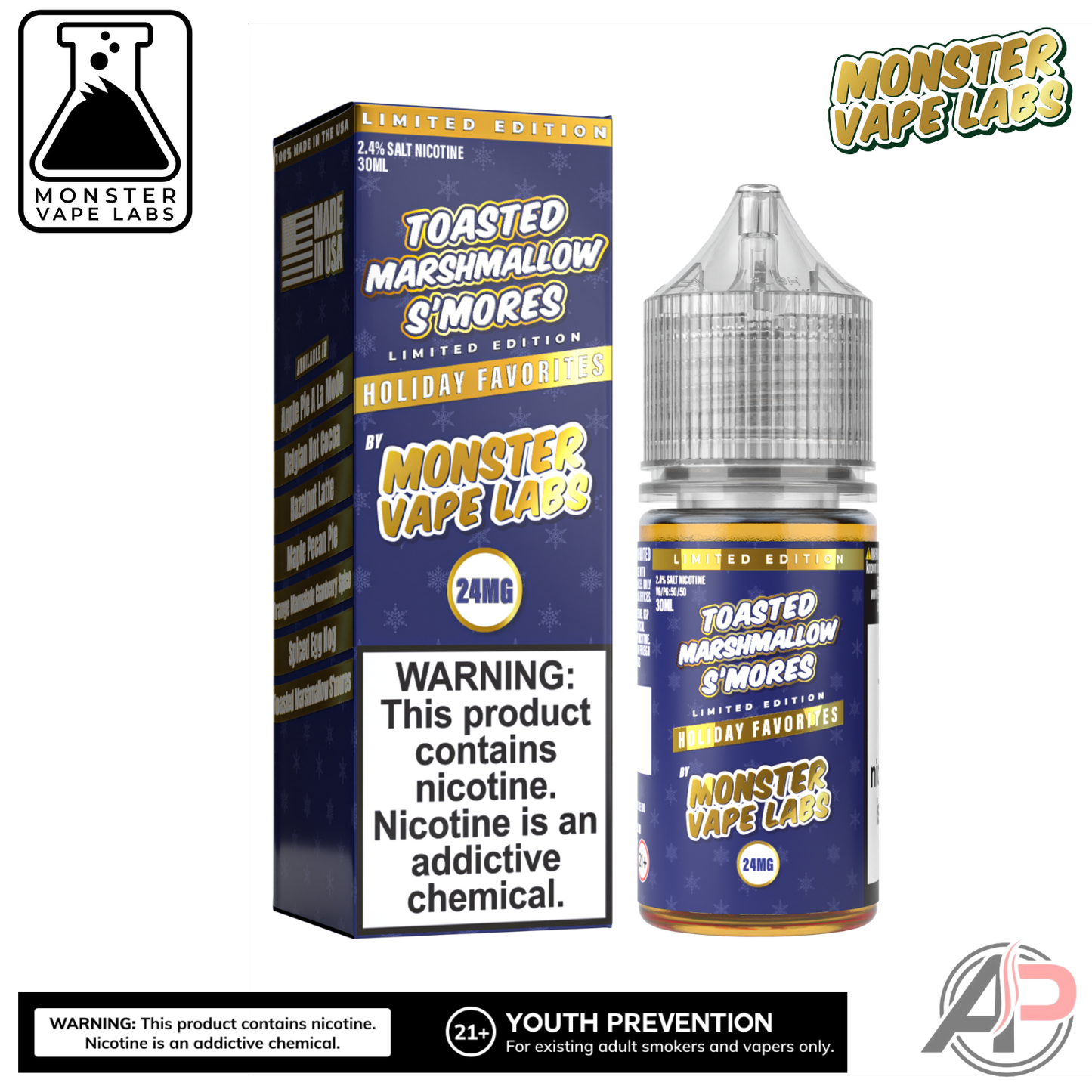 Toasted Marshmallow Smores E-Liquid By Holiday Monster Vape Labs 100mL