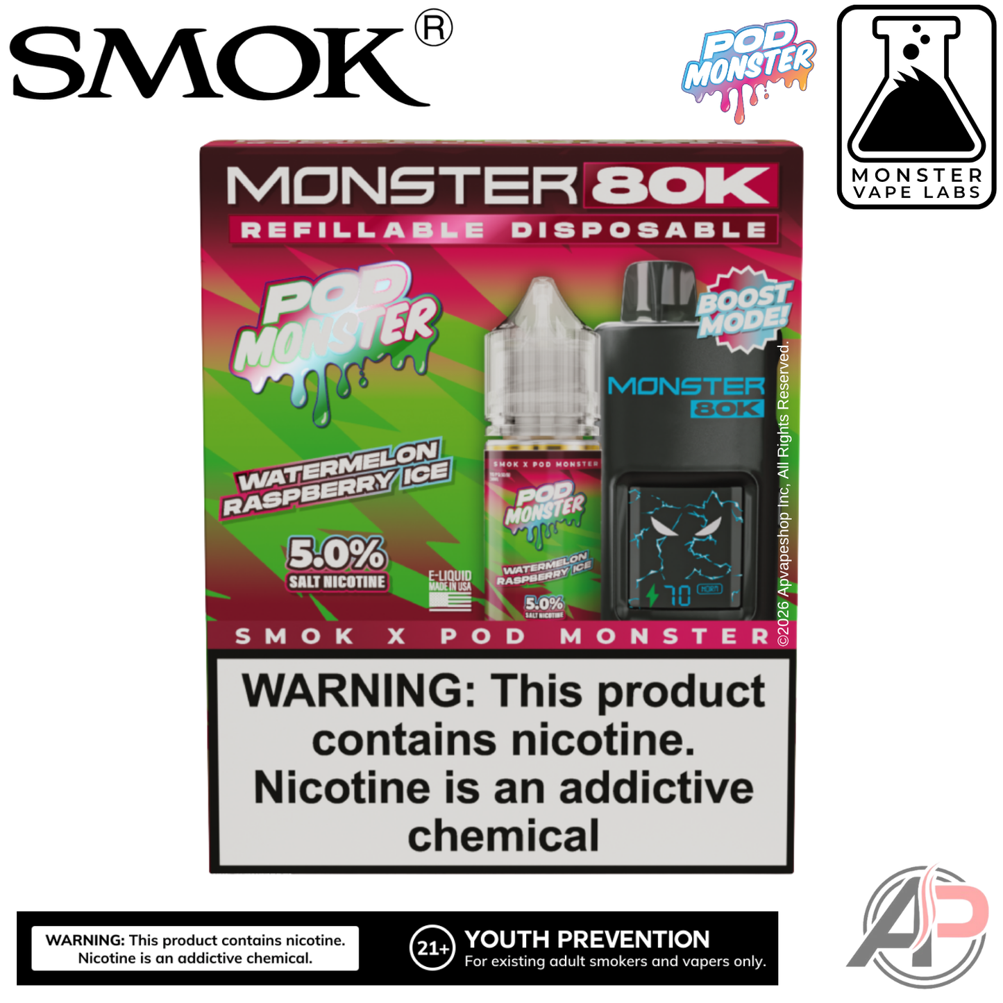 Smok Monster 80k Puffs Refillable Disposable Vape Device