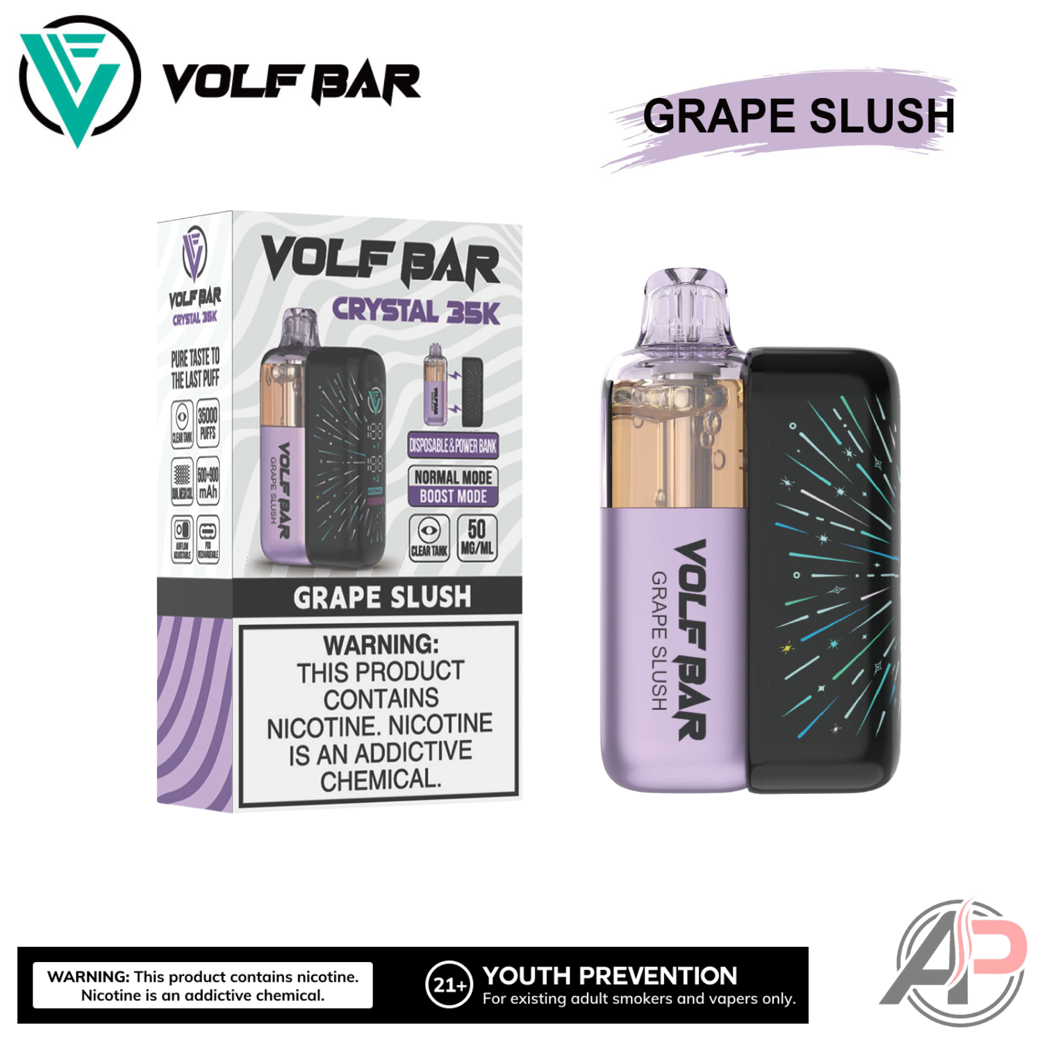 Volf Bar Crystal 35,000 Puffs Disposable Vape Device Apvs Volf Bar Crystal 35,000 Puffs Disposable Vape Device Apvs