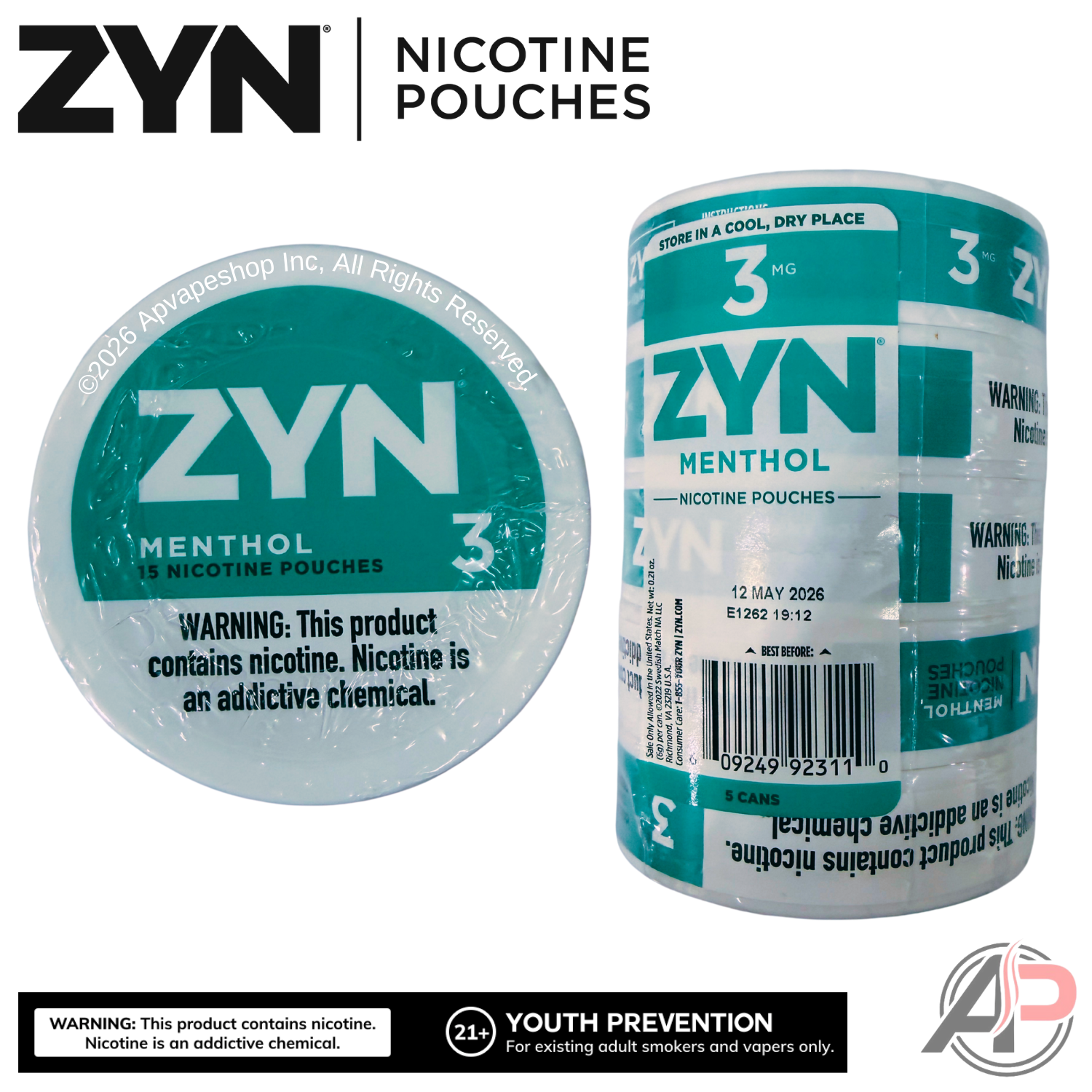 Zyn Nicotine Pouches Menthol 3mg