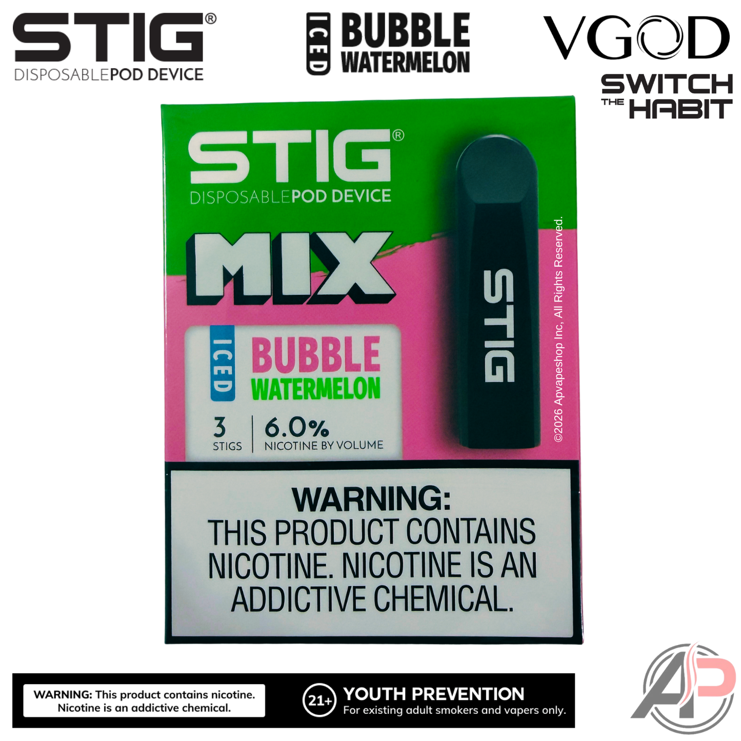 Vgod Stig Disposable Vape Device 3 Pack