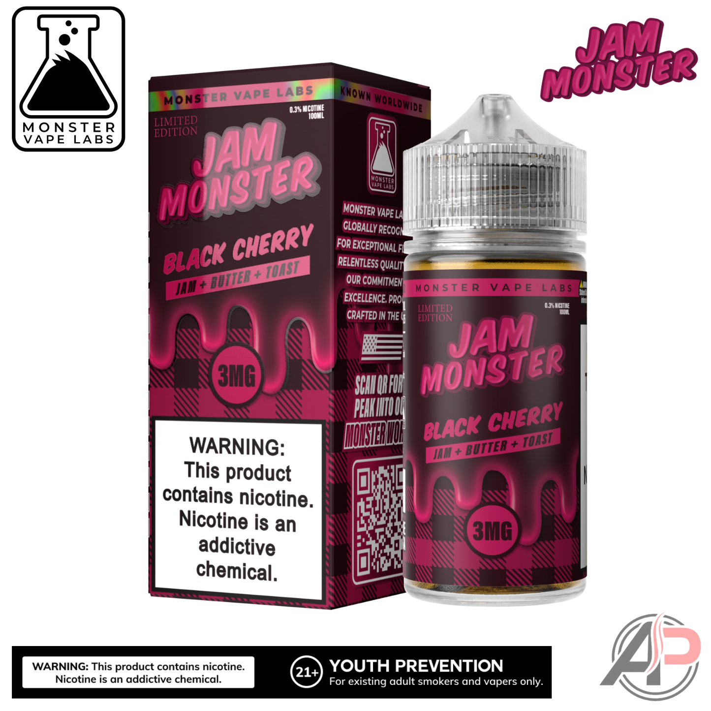 Black Cherry E-Liquid By Jam Monster Vape Labs 100mL