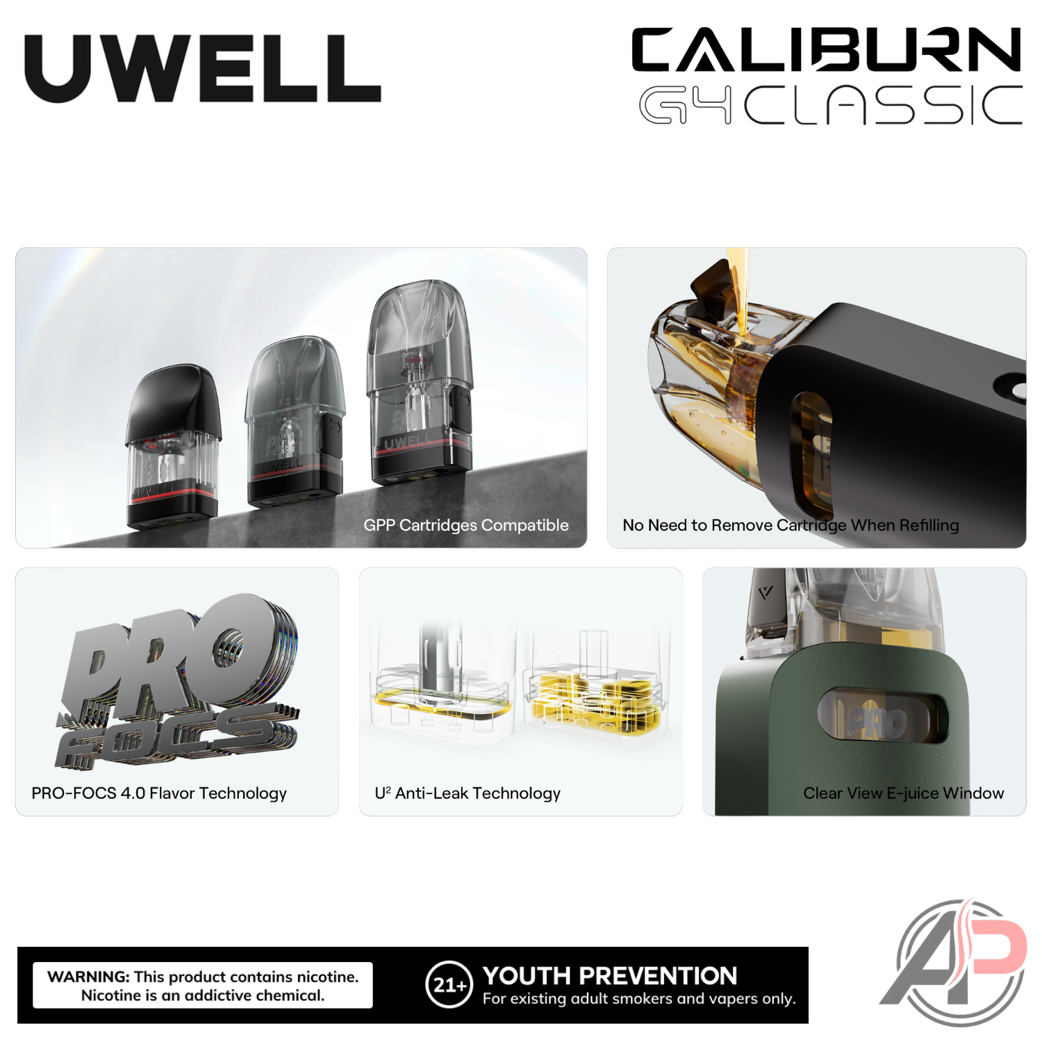 Uwell Caliburn G4 Classic Pod System Starter Kit Device Apvs Uwell Caliburn G4 Classic Pod System Starter Kit Device Apvs