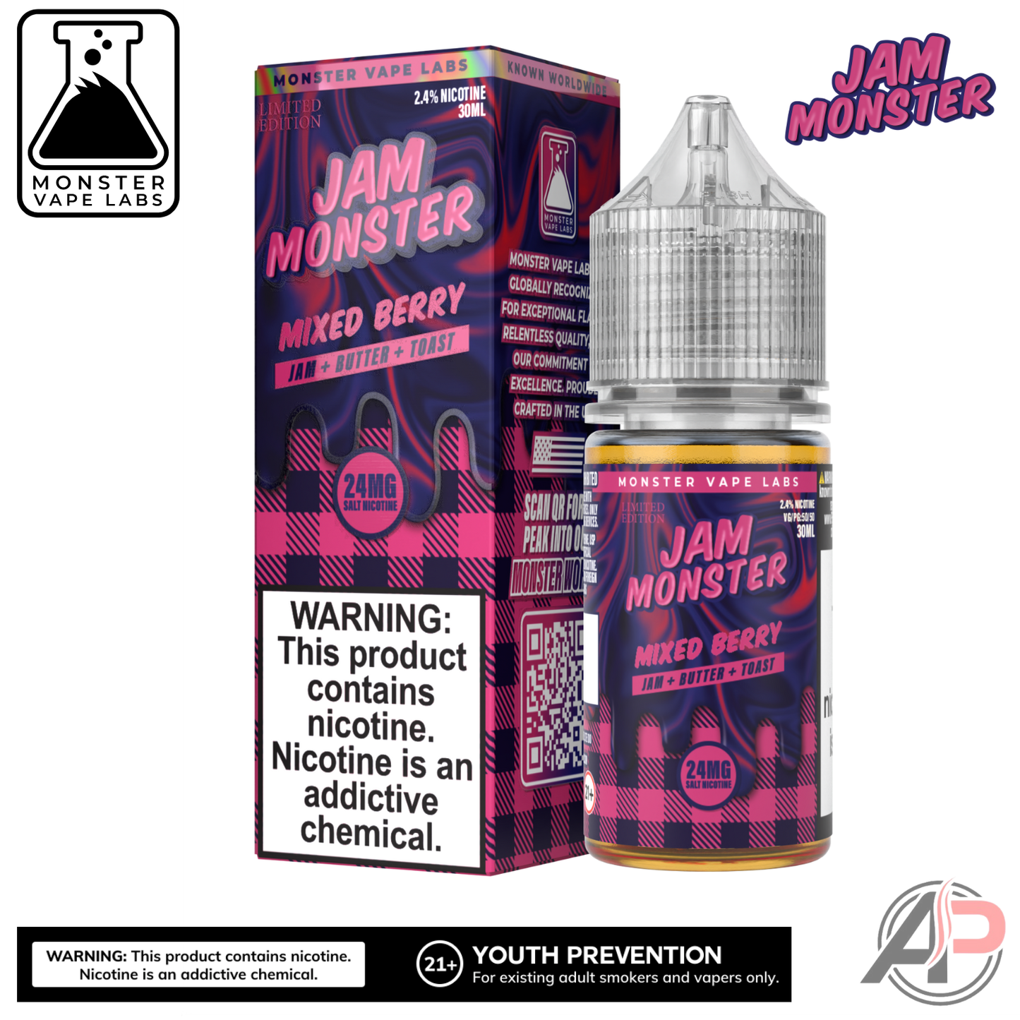 Mixed Berry E-Liquid By Jam Monster Vape Labs 100mL