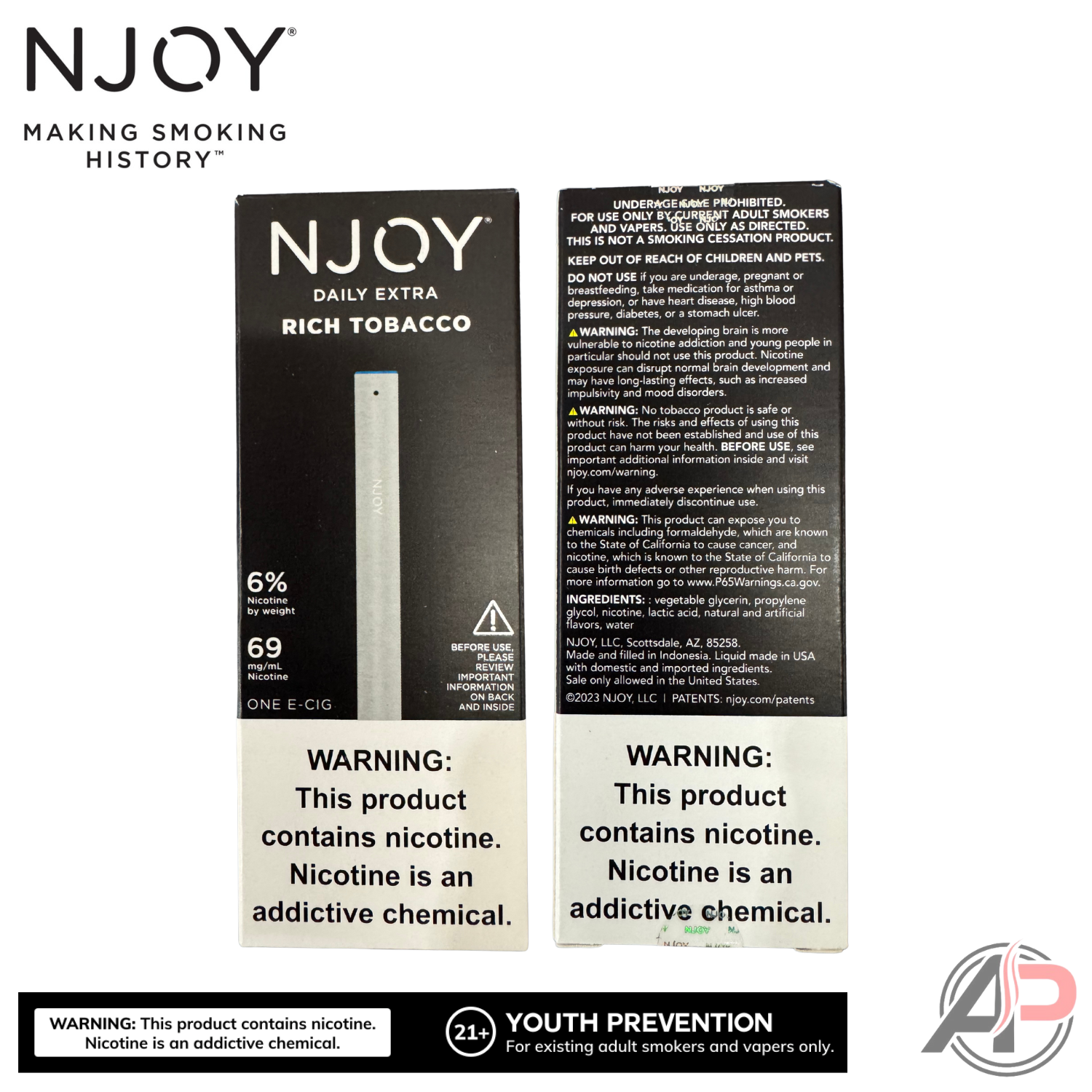 Njoy Daily Extra Rich Tobacco Disposable Vape Device Apvs Njoy Daily Extra Rich Tobacco Disposable Vape Device Apvs