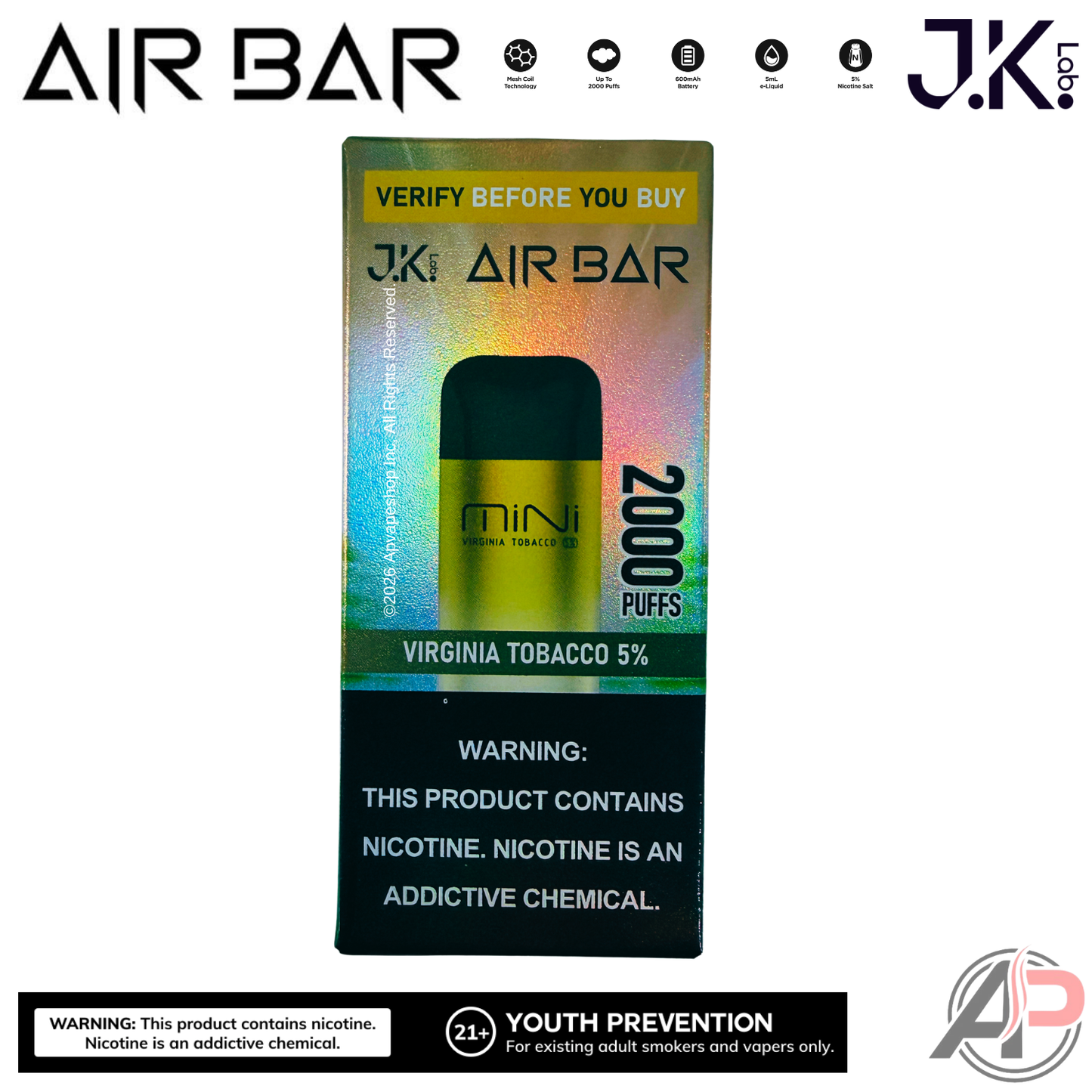 Air Bar Mini 2000 Puffs Disposable Vape Device