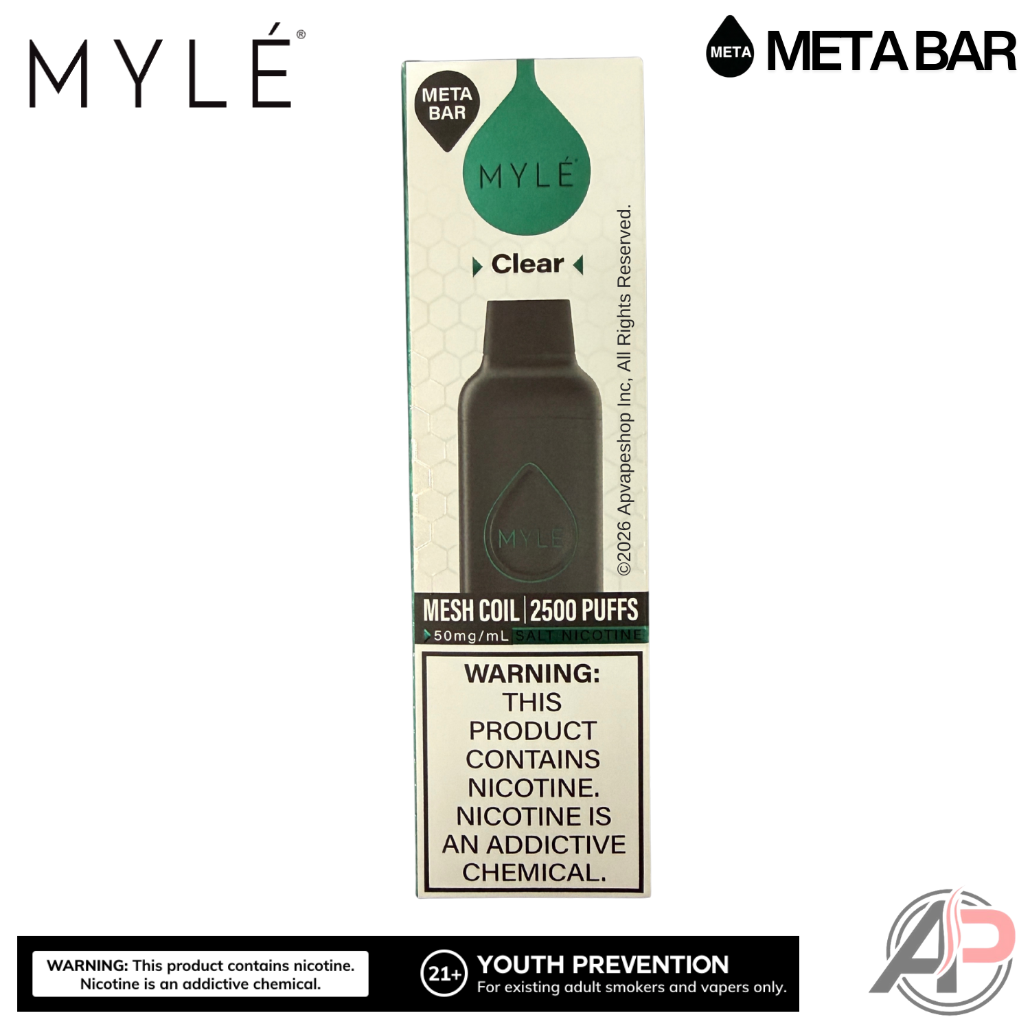 Myle Meta Bar Vape 2500 Puffs Vape Disposable Device