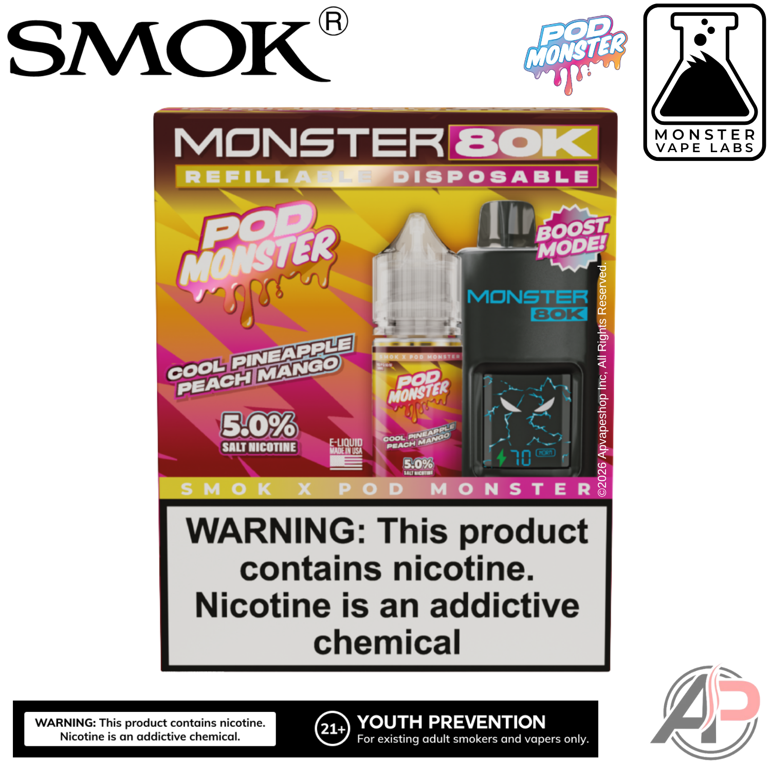Smok Monster 80k Puffs Refillable Disposable Vape Device