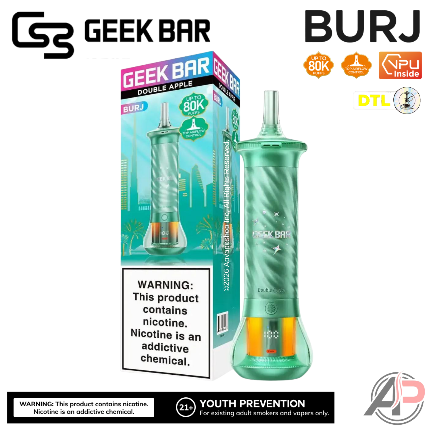 Geek Bar Burj 80K Puffs Hookah Disposable Vape Device