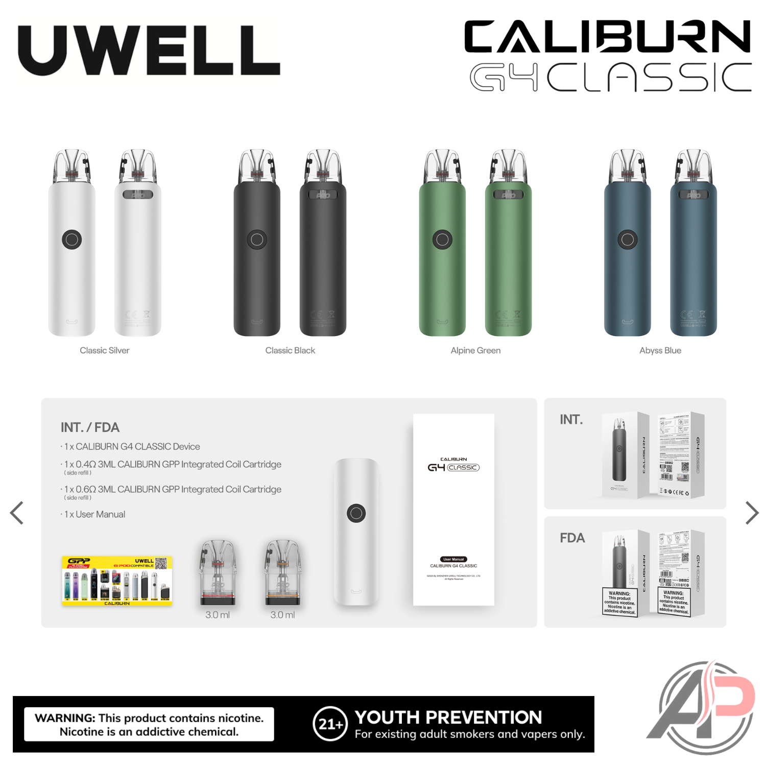 Uwell Caliburn G4 Classic Pod System Starter Kit Device Apvs Uwell Caliburn G4 Classic Pod System Starter Kit Device Apvs