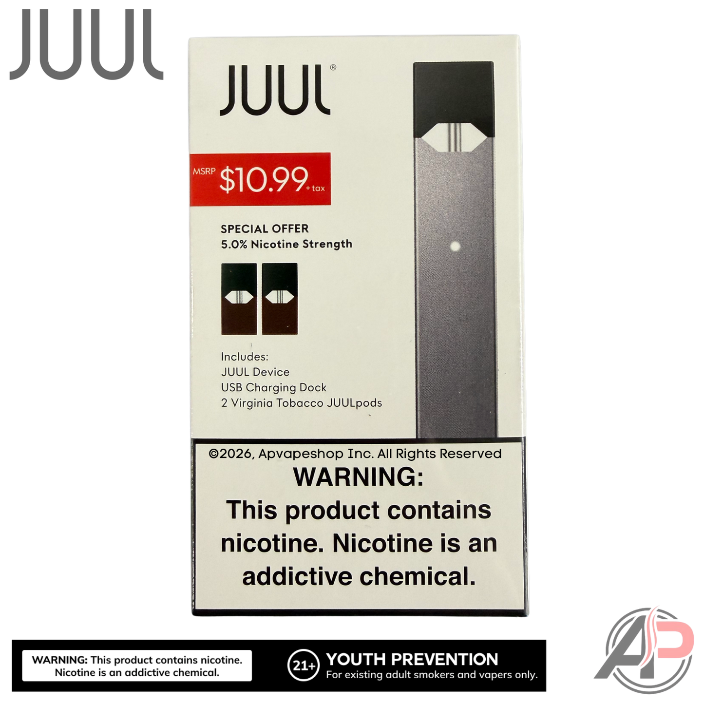 JUUL Virginia Tobacco Vape Starter Kit 2 Pods + Vaping Device Apvs JUUL Virginia Tobacco Vape Starter Kit 2 Pods + Vaping Device Apvs