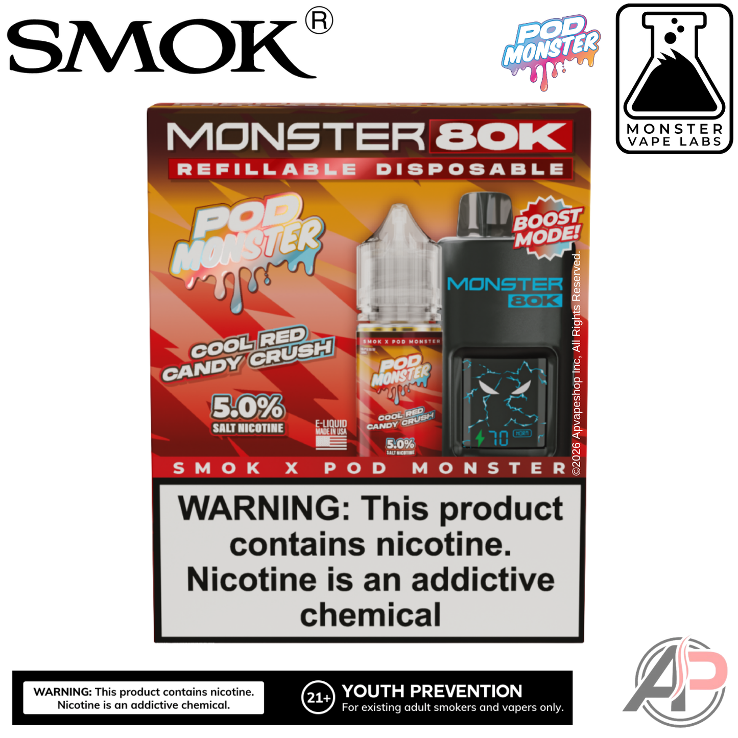 Smok Monster 80k Puffs Refillable Disposable Vape Device