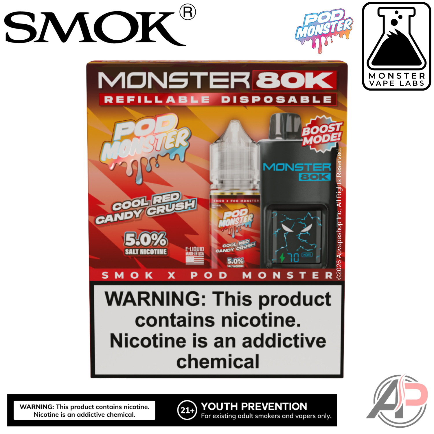 Smok Monster 80k Puffs Refillable Disposable Vape Device