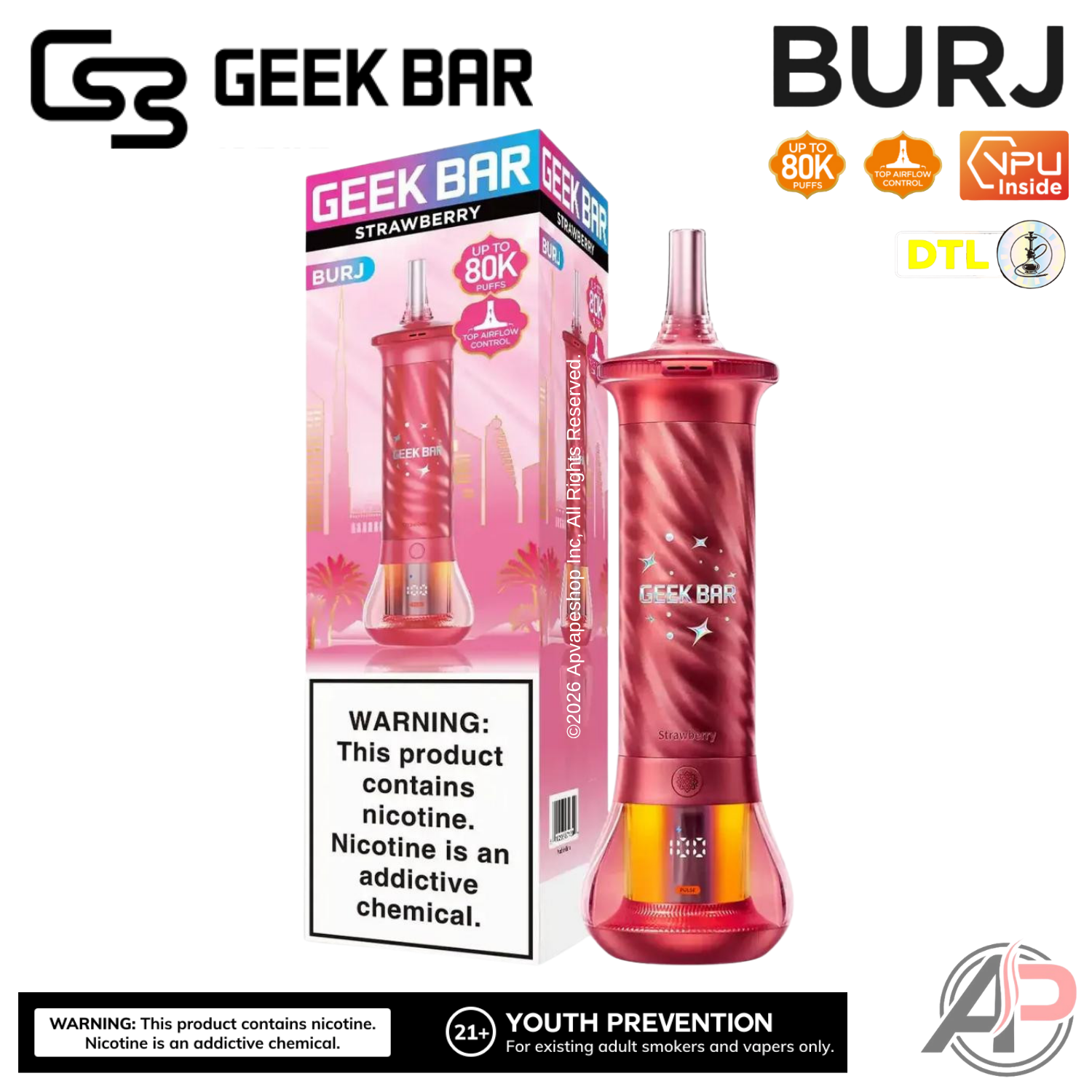 Geek Bar Burj 80K Puffs Hookah Disposable Vape Device