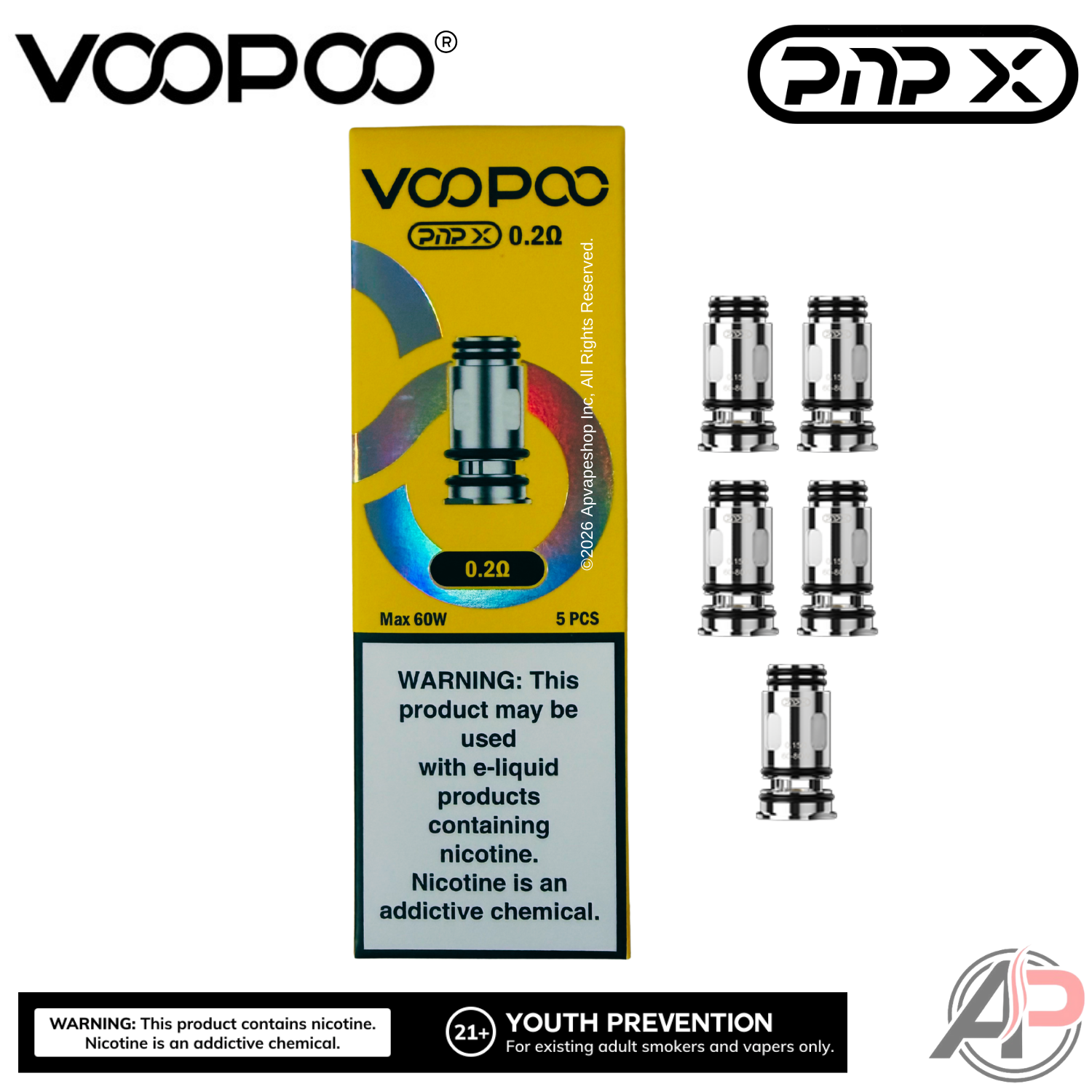 Voopoo PNP-X Replacement Coils 5 Pack Apvs Voopoo PNP-X Replacement Coils 5 Pack Apvs
