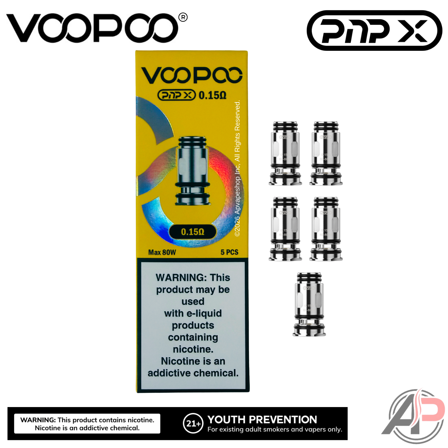 Voopoo PNP-X Replacement Coils 5 Pack Apvs Voopoo PNP-X Replacement Coils 5 Pack Apvs