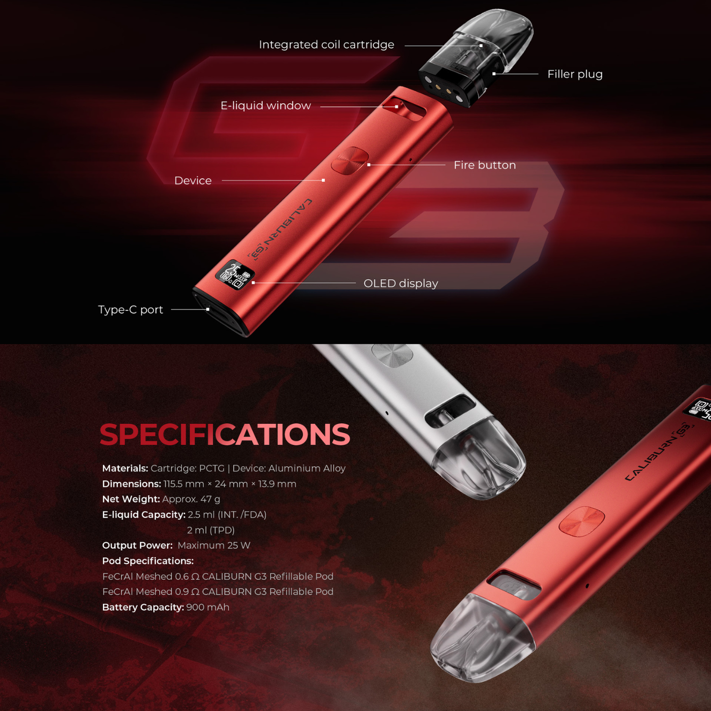 Uwell Caliburn G3 Pod System Starter Kit Device