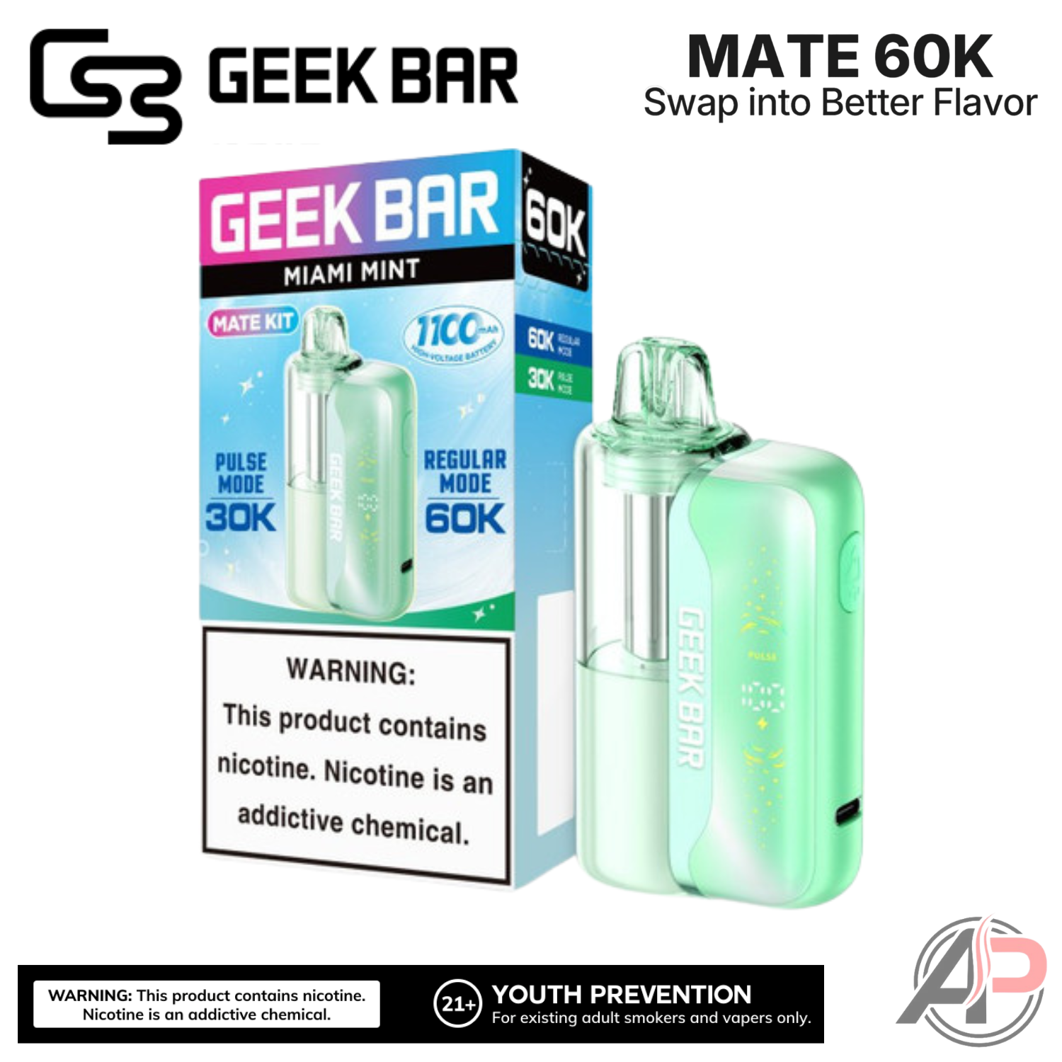 Geek Bar Mate 60,000 Puffs Disposable Vape Device Kit Apvs Geek Bar Mate 60,000 Puffs Disposable Vape Device Kit Apvs