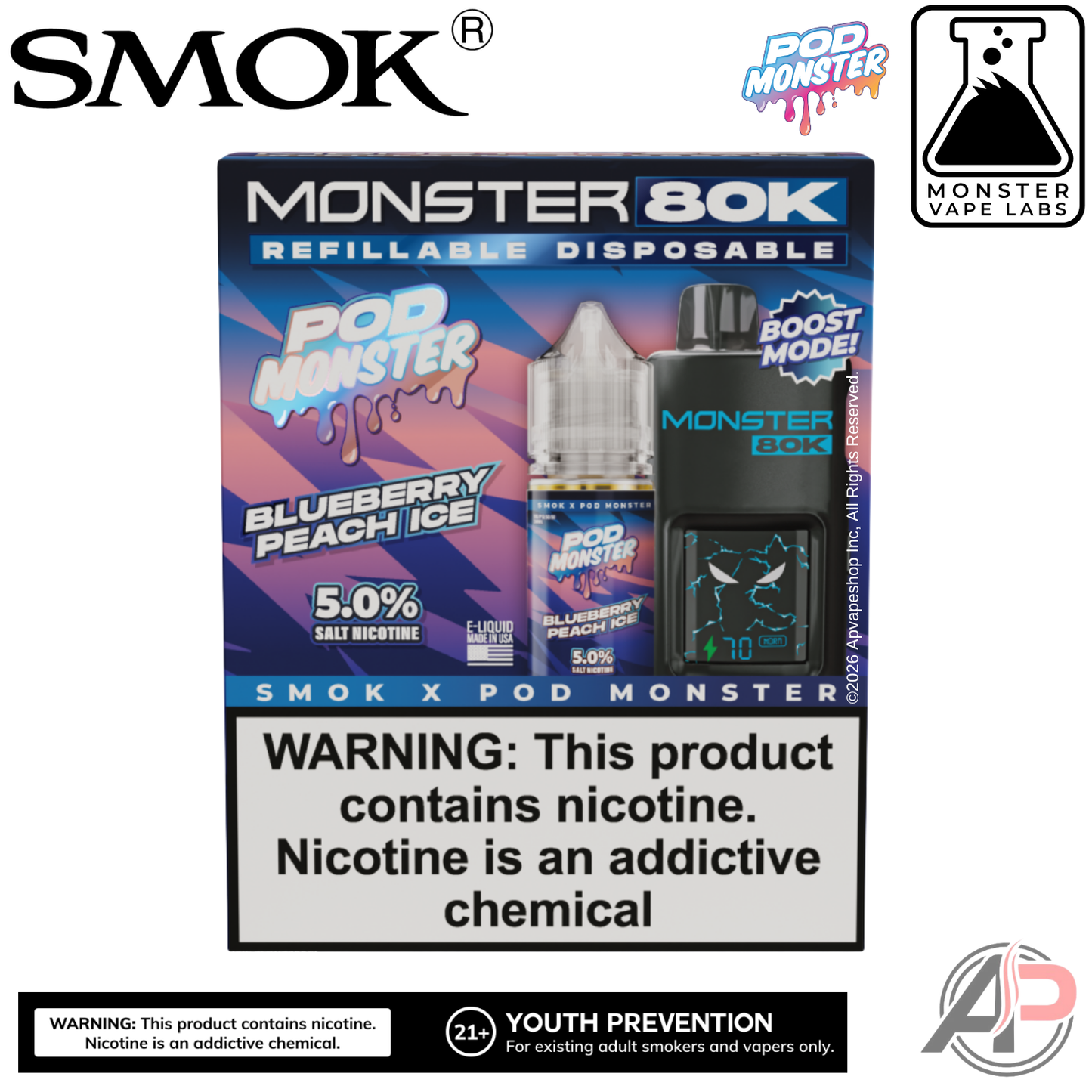 Smok Monster 80k Puffs Refillable Disposable Vape Device