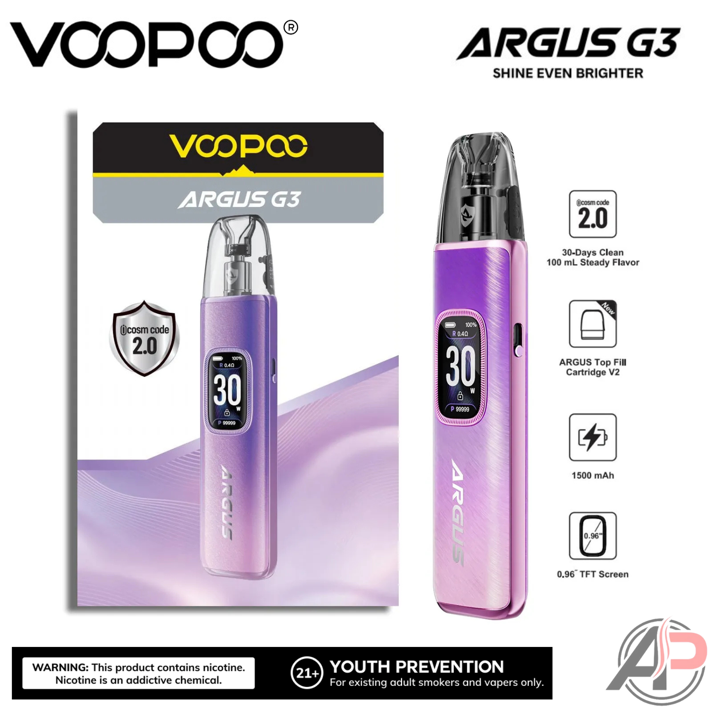 Voopoo Argus G3 30w Pod System Starter Kit Device