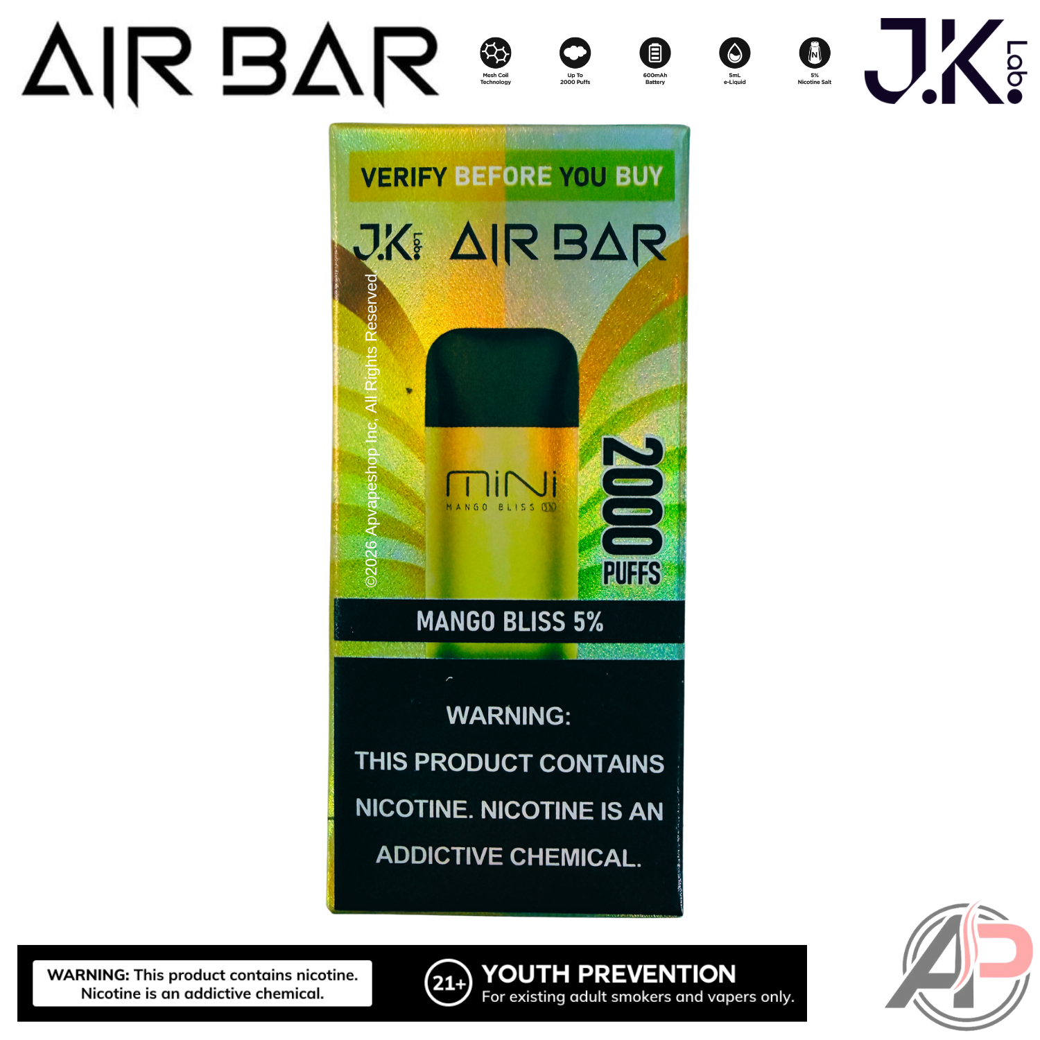 Air Bar Mini 2000 Puffs Disposable Vape Device