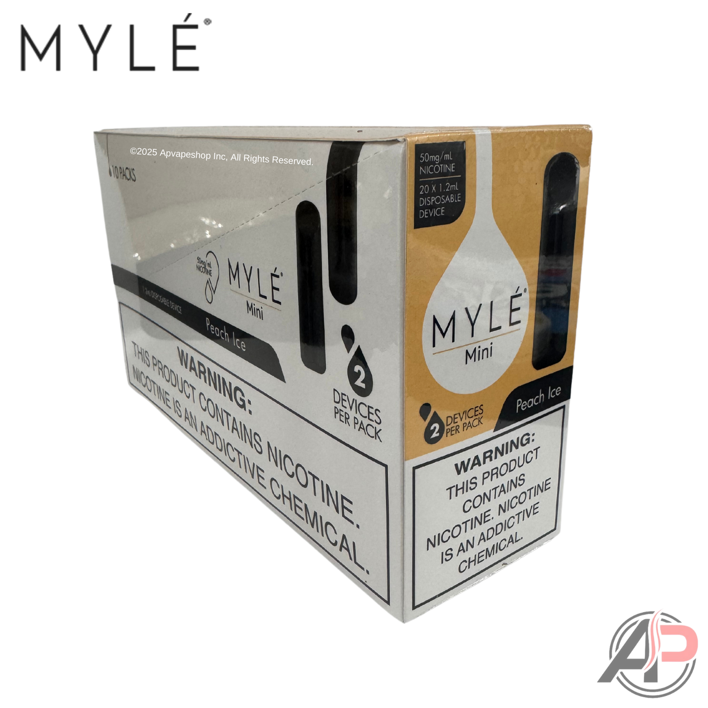 Myle Mini Disposable Vape Device Wholesale Box Peach Ice