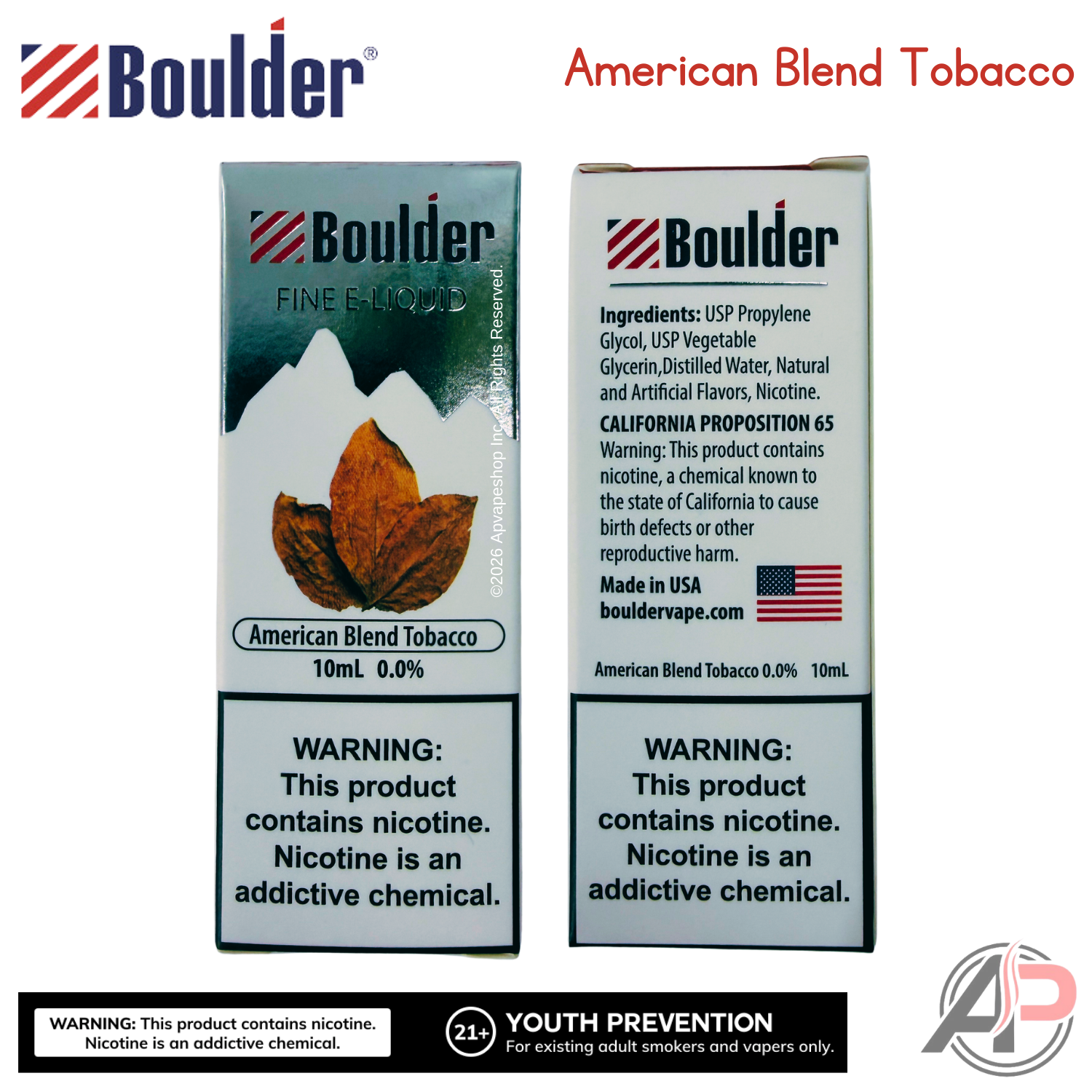 Boulder American Blend Tobacco E-Liquid 10mL Apvs Boulder American Blend Tobacco E-Liquid 10mL Apvs