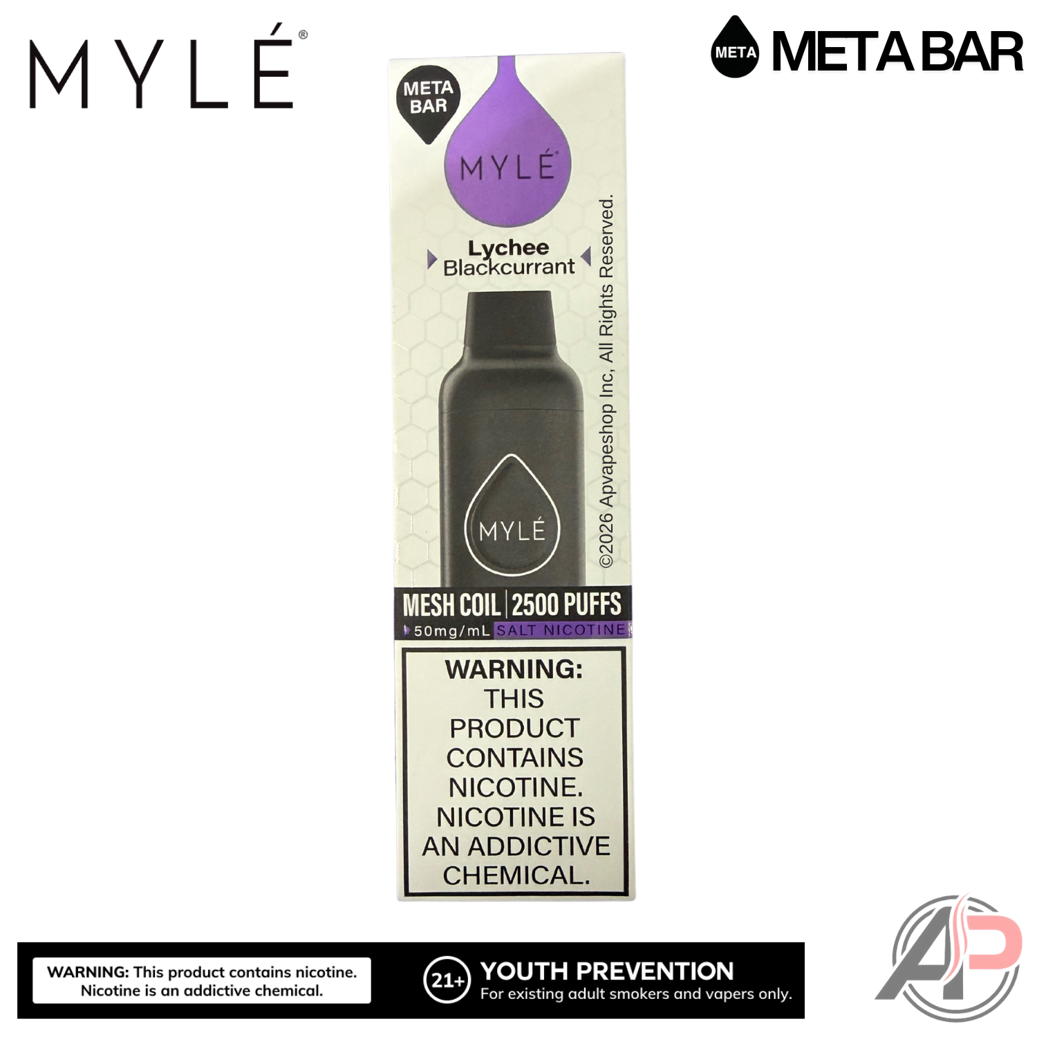 Myle Meta Bar Vape 2500 Puffs Vape Disposable Device