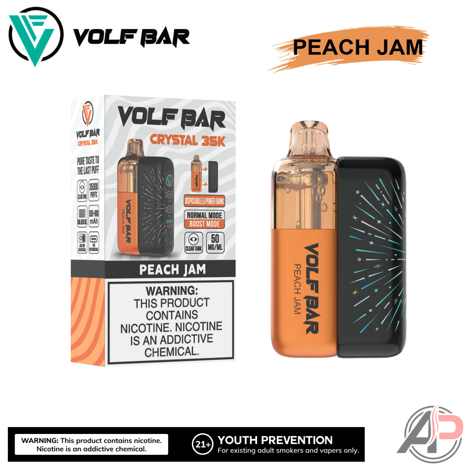 Volf Bar Crystal 35,000 Puffs Disposable Vape Device Apvs Volf Bar Crystal 35,000 Puffs Disposable Vape Device Apvs